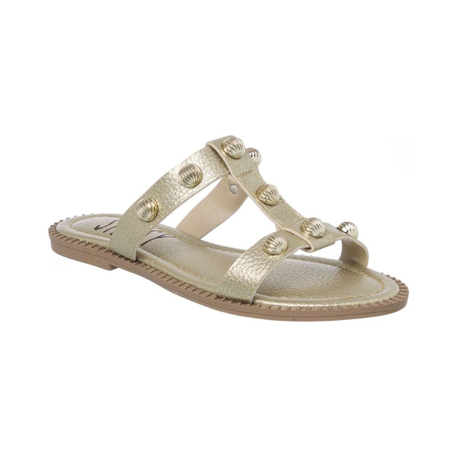 Sandália Rasteirinha Feminina H Flat Básica Casual Rasteira Dourado
