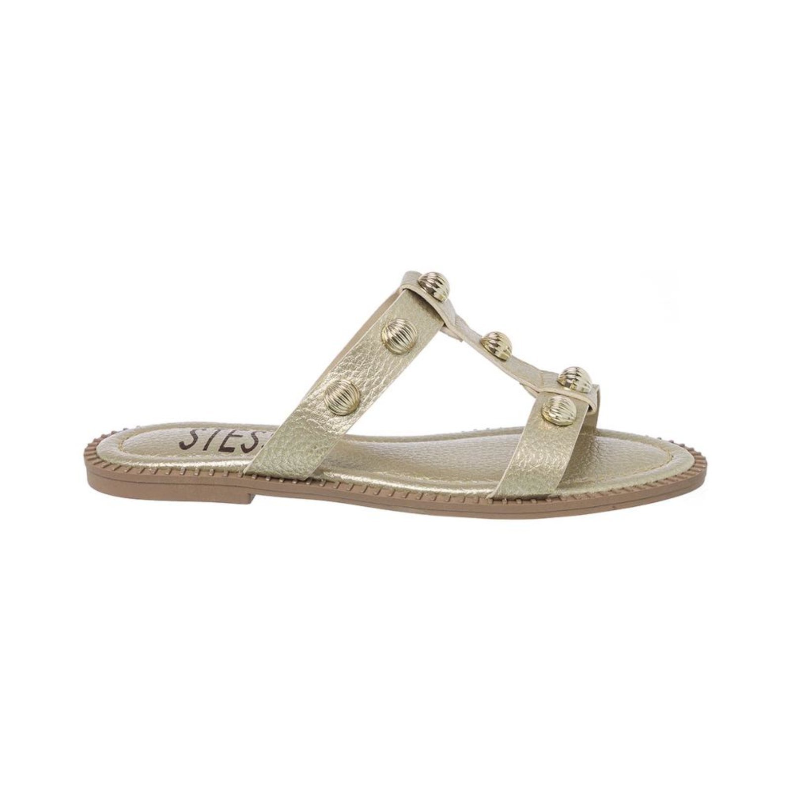 Vista 3 Sandália Rasteirinha Feminina H Flat Básica Casual Rasteira Stessy Shoes dourado Stessy Shoes dourado