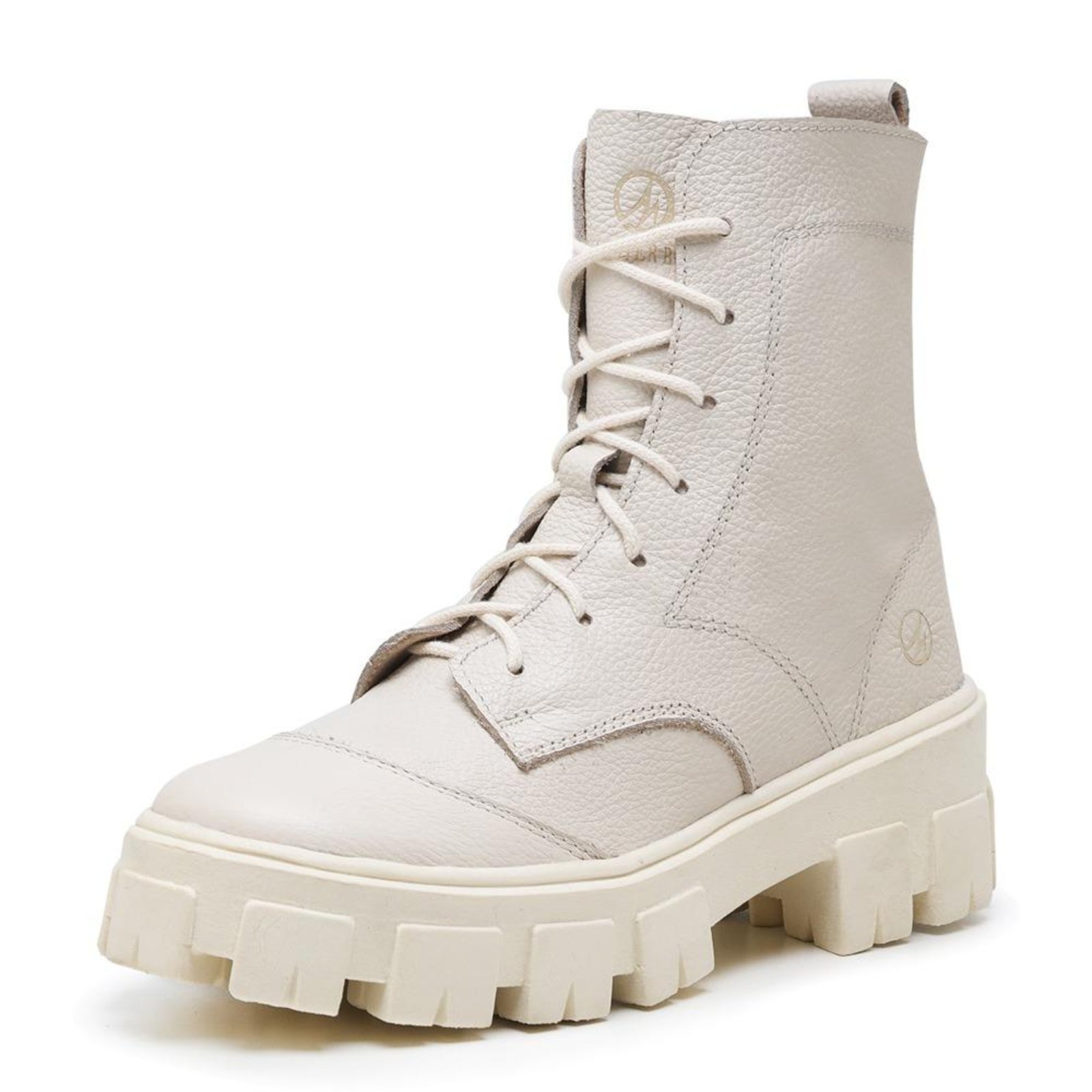 Bota Feminina Coturno Couro Confortável Versátil Com Zíper Off White 33 Off-white Bota Feminina Coturno Couro Confortável Versátil Com Zíper Off White 33 Off-white