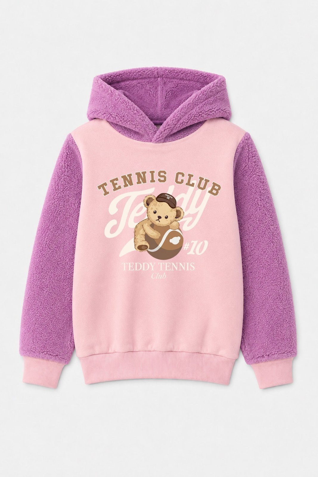 Infantil - Blusão Moletom Peluciado com Manga e Capuz Plush Tennis Club - Lilas