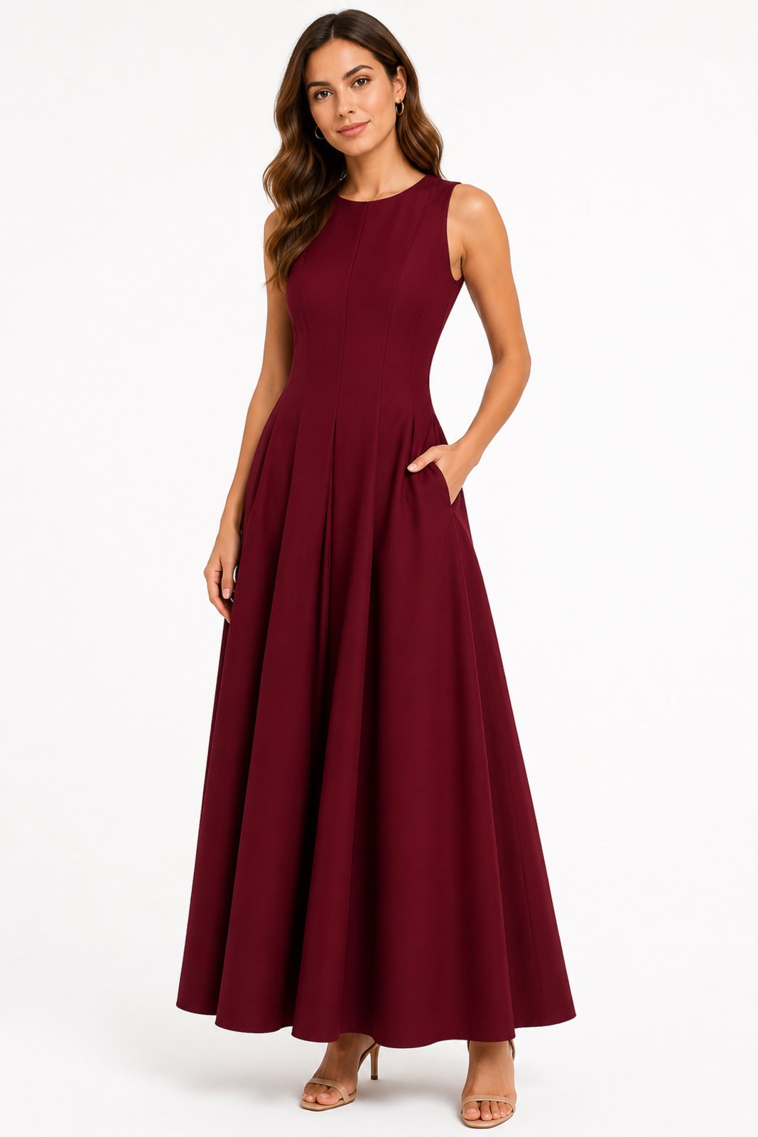 Vestido Longo D Bell Outlet Fashion Clássico Elegante Vinho