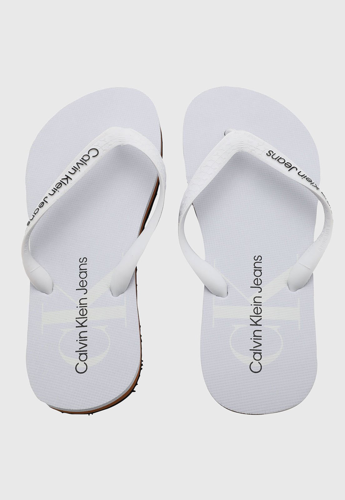 Chinelo Calvin Klein Issue Tiras Branco