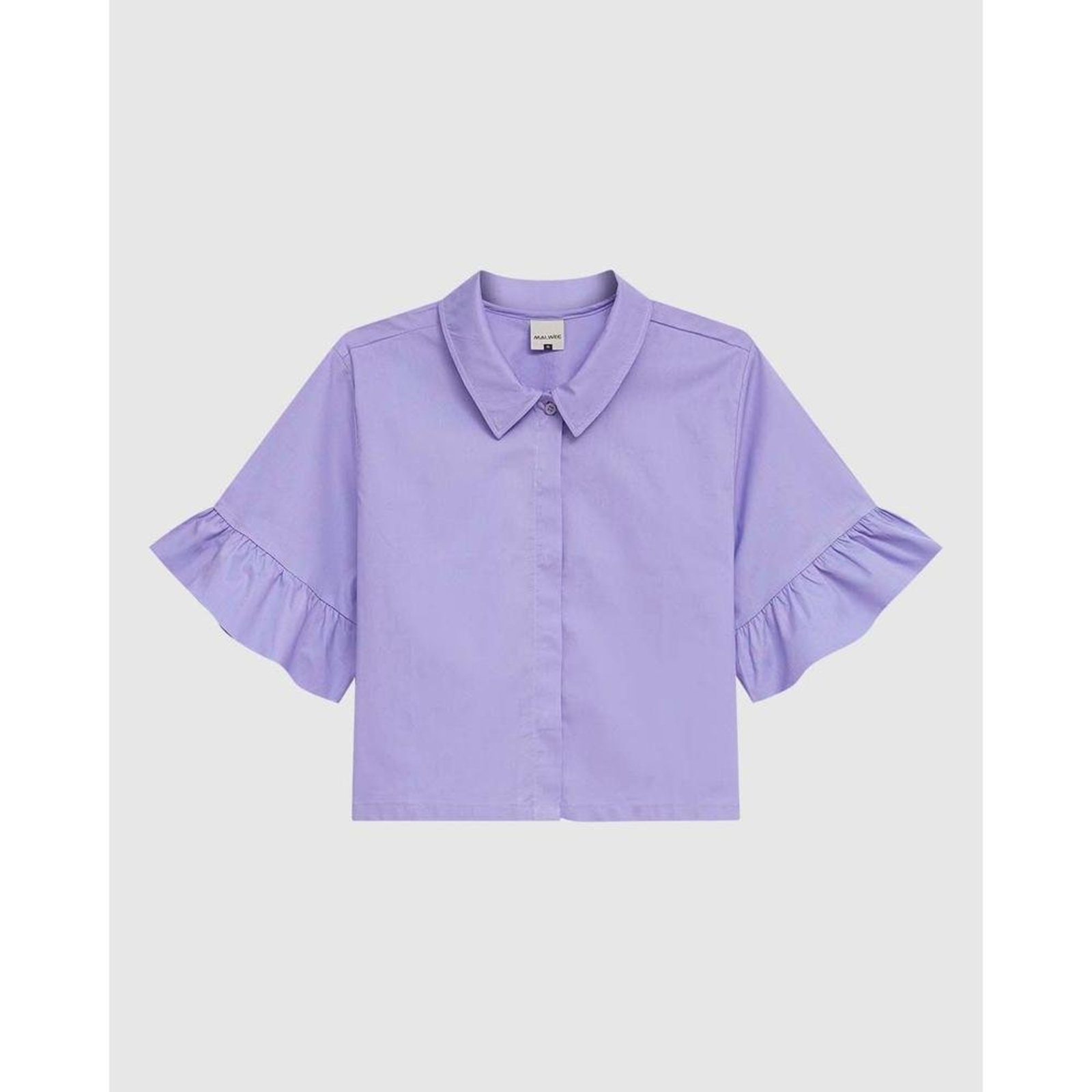 Vista 2 Camisa Cropped Feminina Manga Com Babado Em Tricoline Malwee roxo Malwee roxo