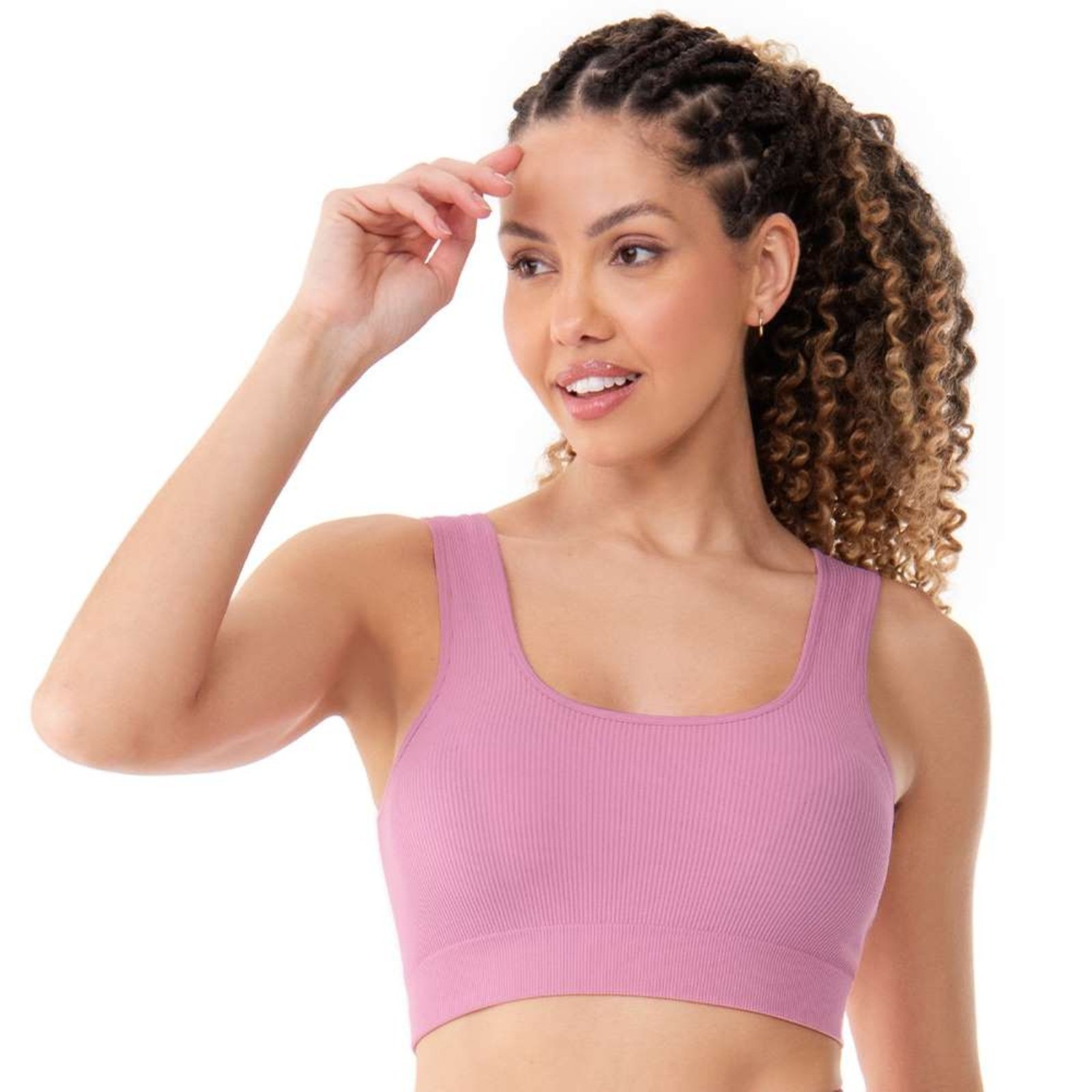 Top Fitness efeito Ribana com Bojo removível sem Costura Flor de Cerejeira