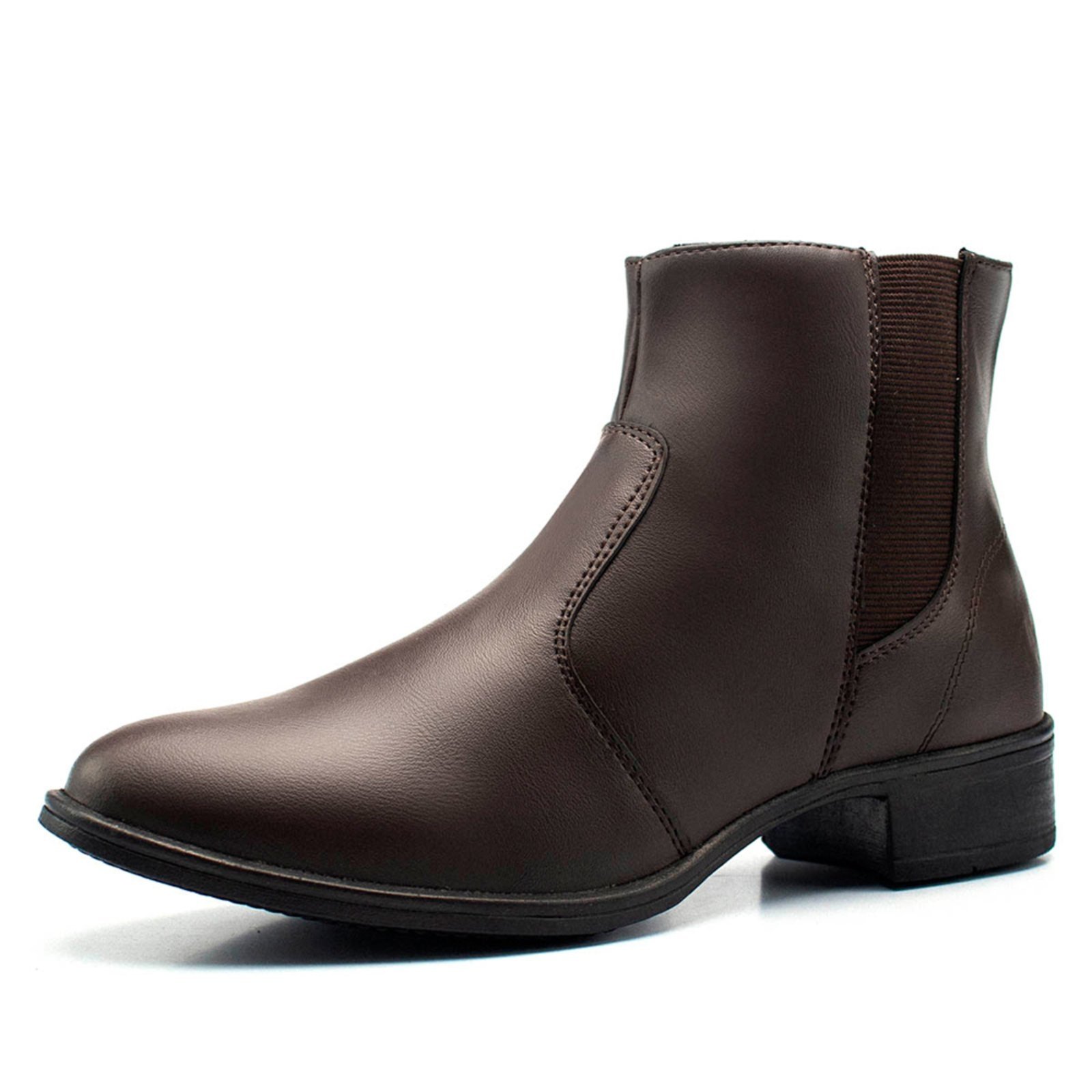 Bota Feminina Salto Baixo Bredeni Botina Cano Curto Com Ziper Lateral Marrom