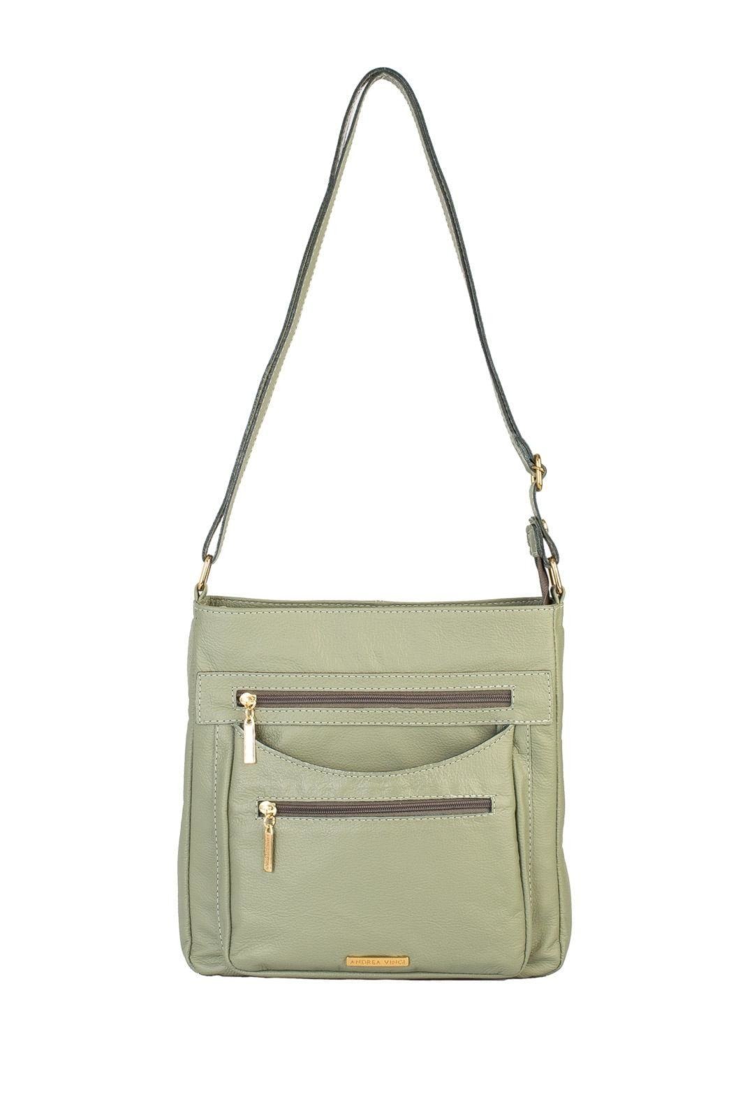Bolsa tiracolo em couro liso Thais - Verde