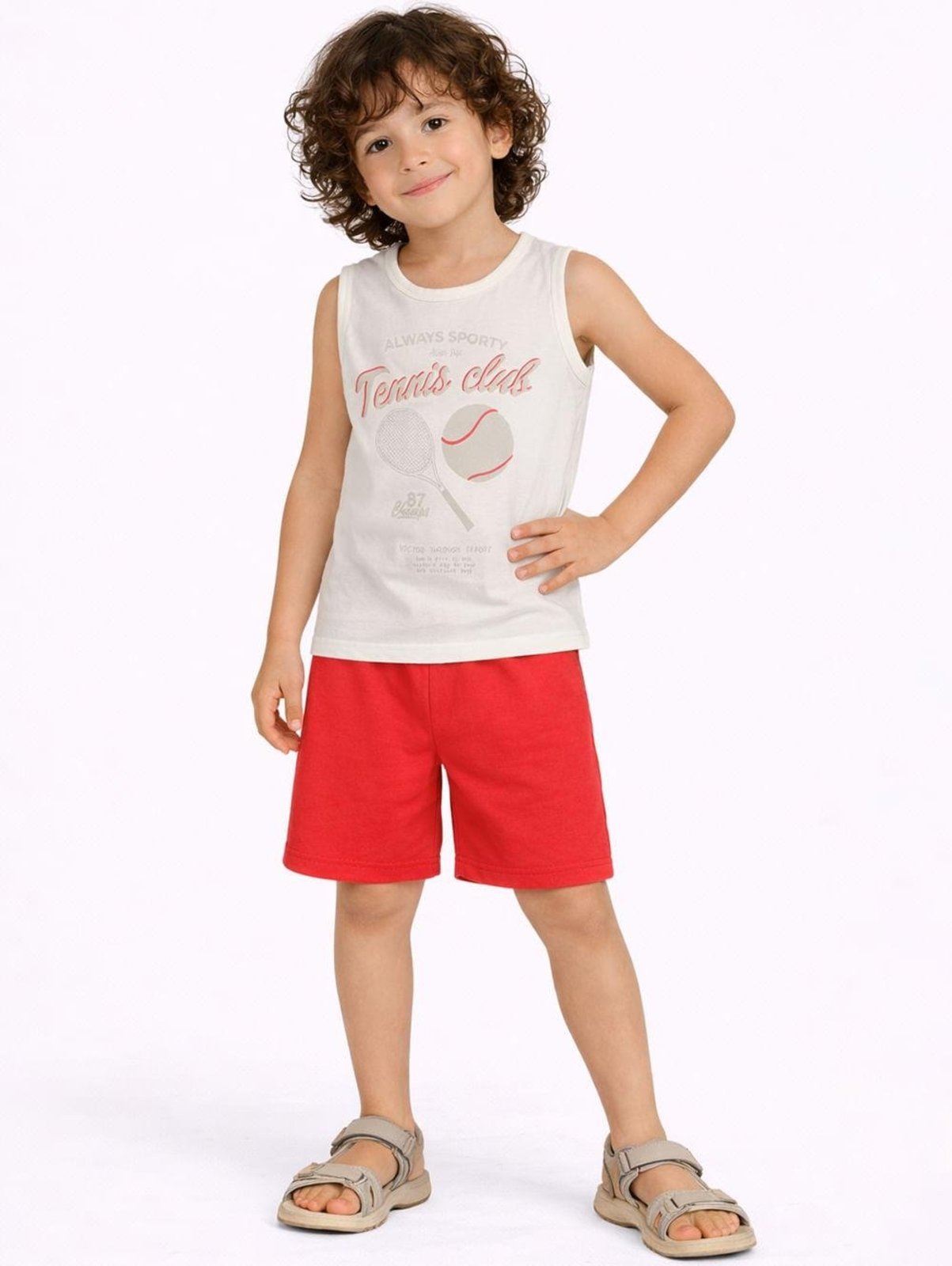 Infantil - Conjunto Curto Moletinho Para Menino- OFF WHITE