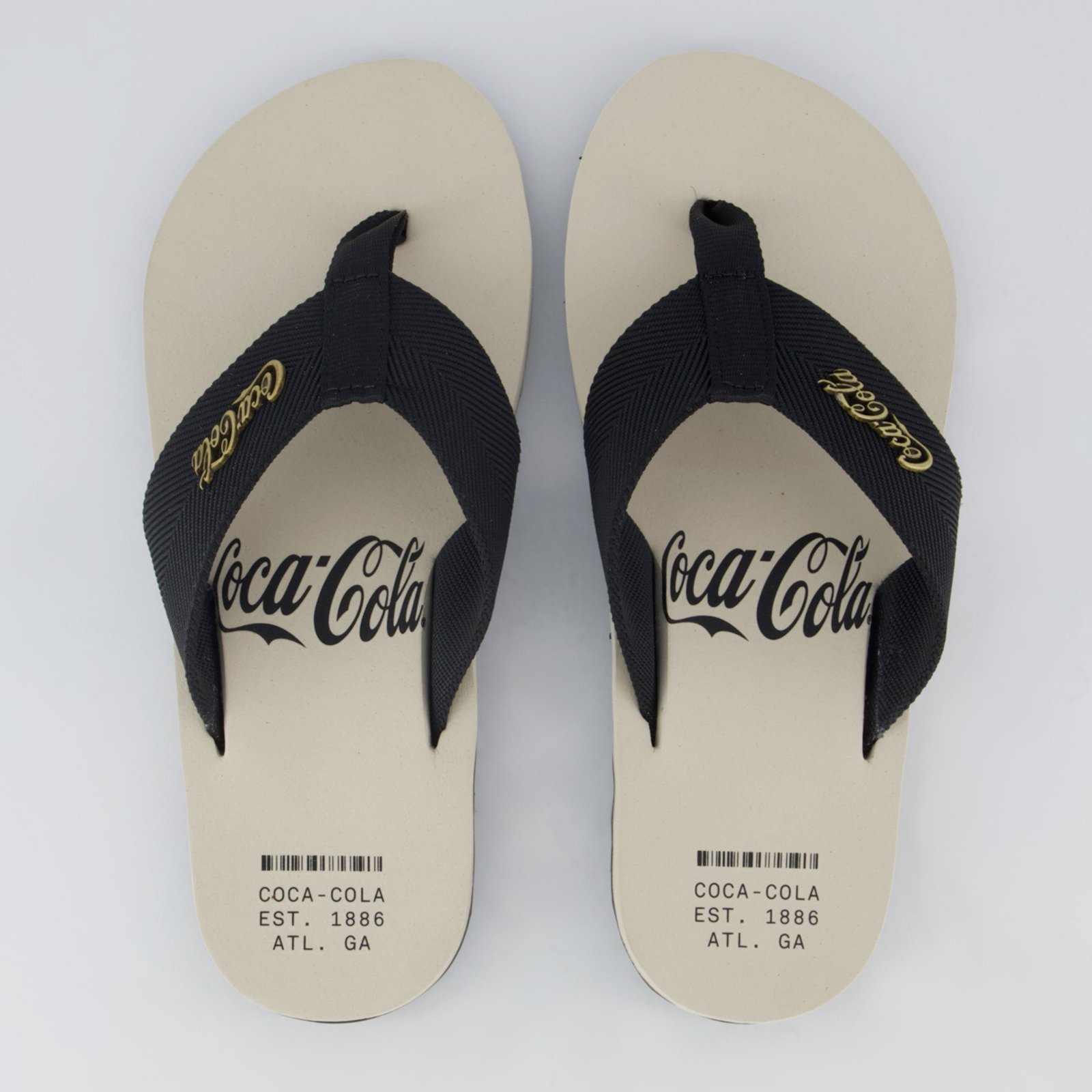 Chinelo Coca Cola Wave Alma Bege e Preto