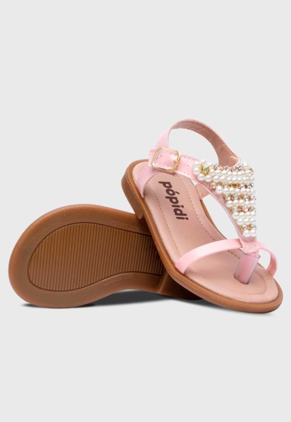 Vista 3 Infantil - Sandalia Popidi Menina Perola rosa Pópidí rosa