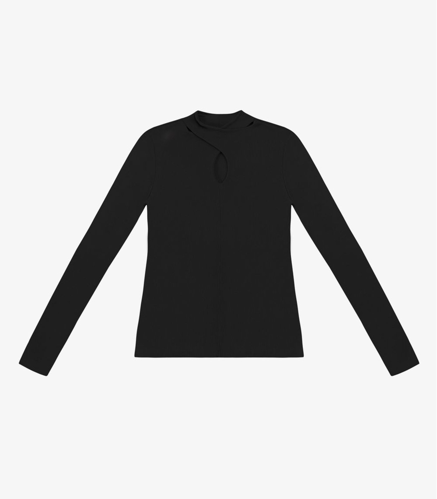 Blusa Feminina Manga Longa Em Ribana Rovitex Preto