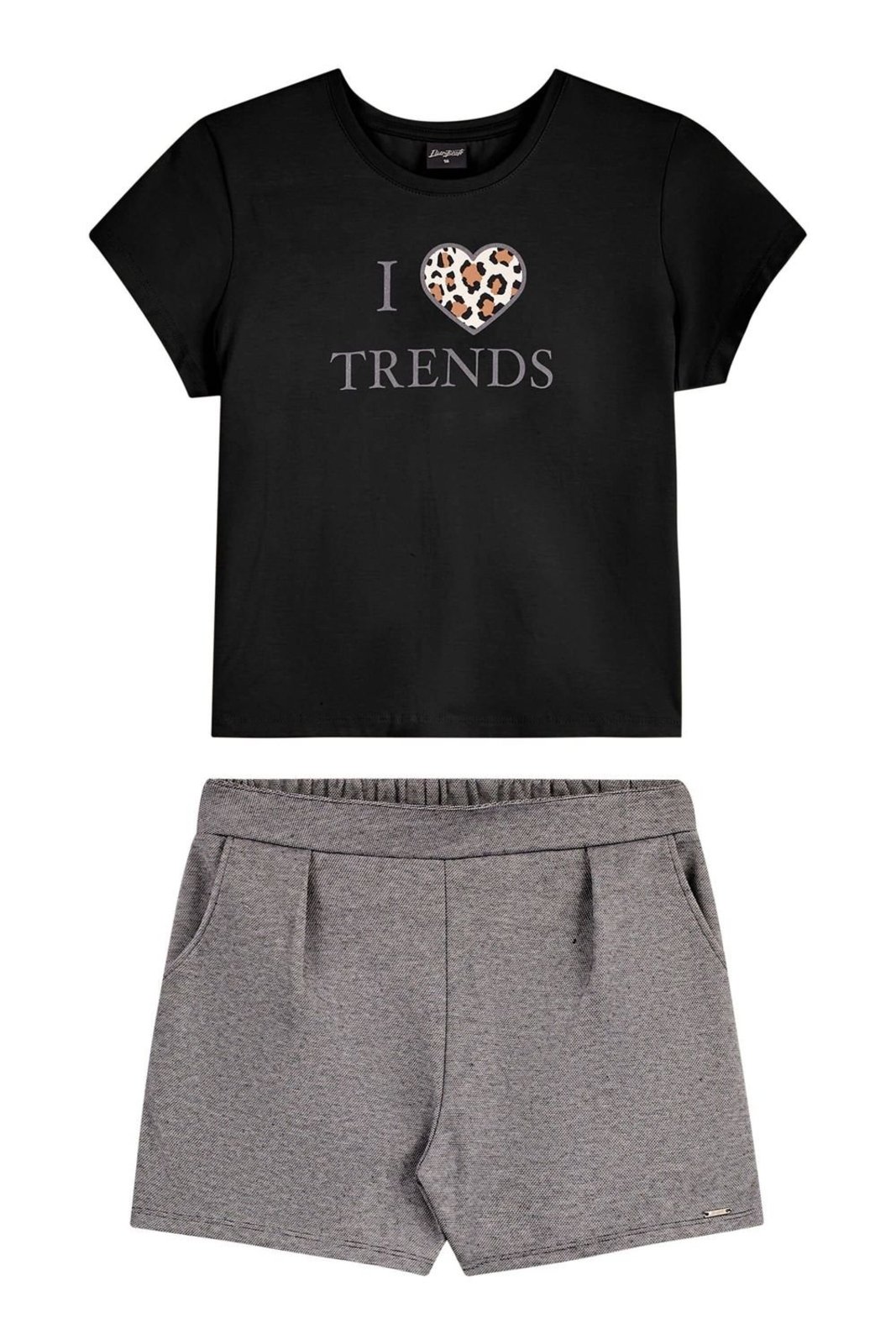 Infantil - Conjunto Curto Juvenil Menina Trends Beats Preto