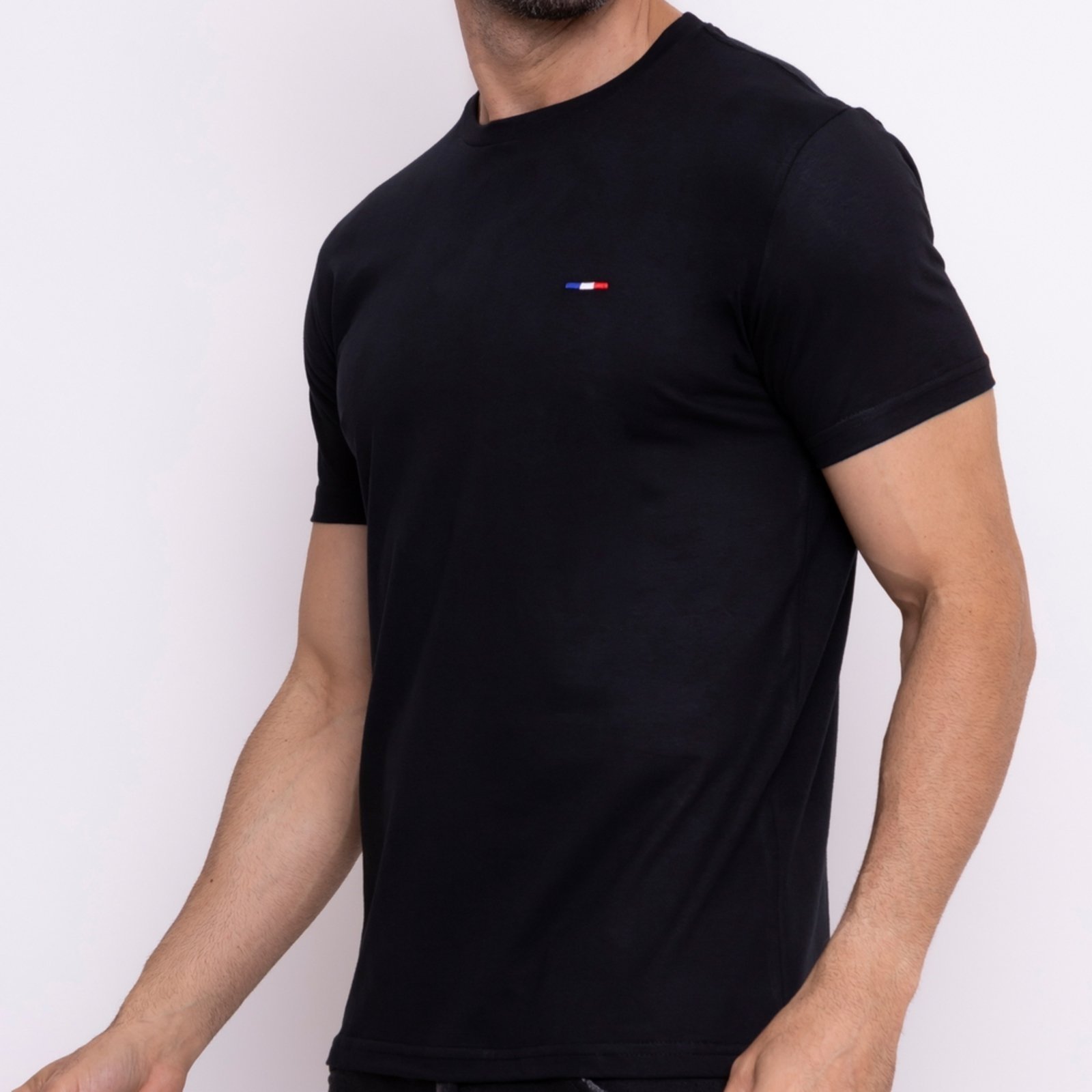 Vista 3 Camisetas Vih Triny Básicas Masculina em Algodão Premium no Estilo Tommy Bordado França cinza Vih Triny cinza