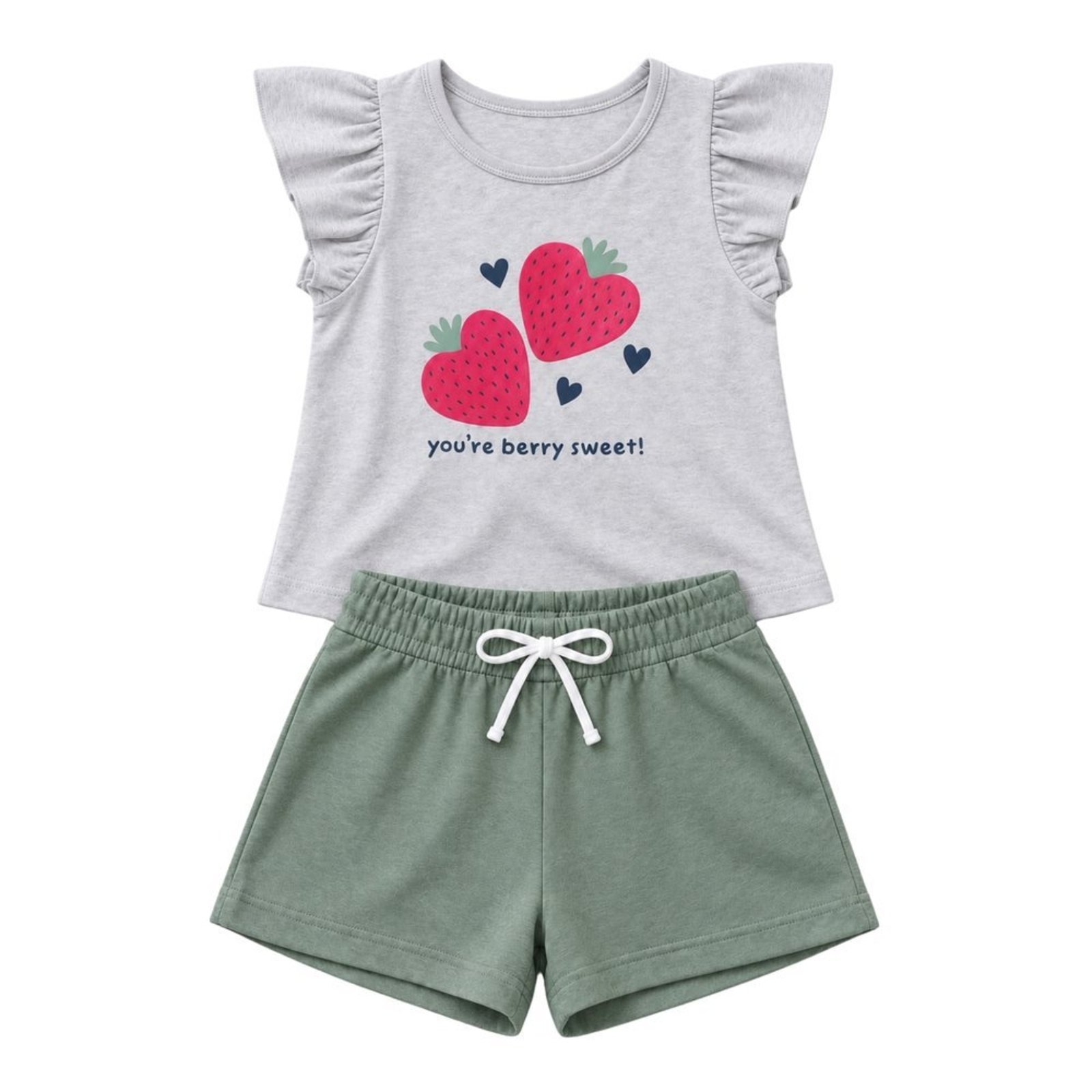 Infantil - Conjunto Menina Blusa Meia Malha Penteada Bermuda Moletinho