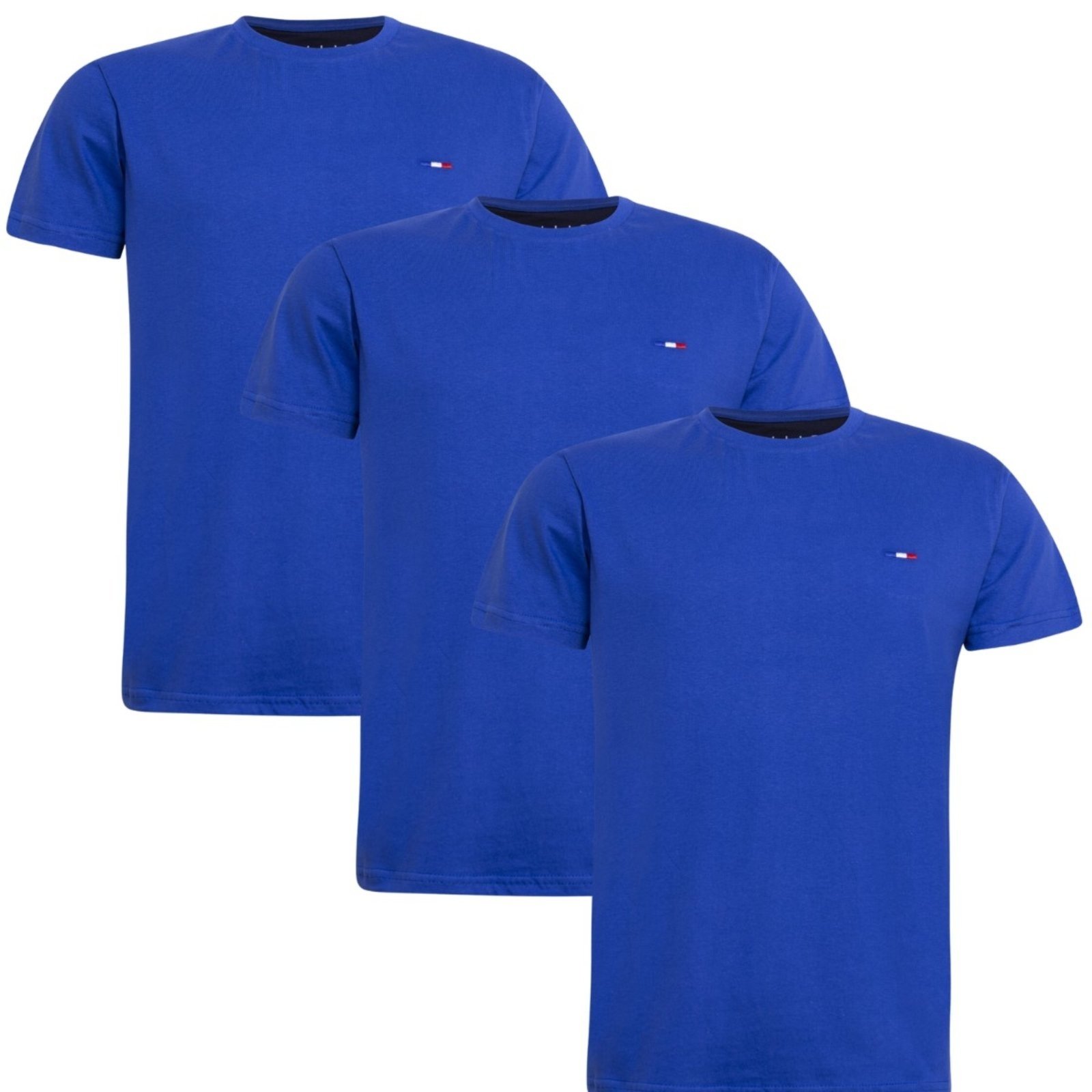Kit 3 Peças Camisetas Básicas Masculina Industrie em Algodão Premium no Estilo Tommy Bordado França Royal
