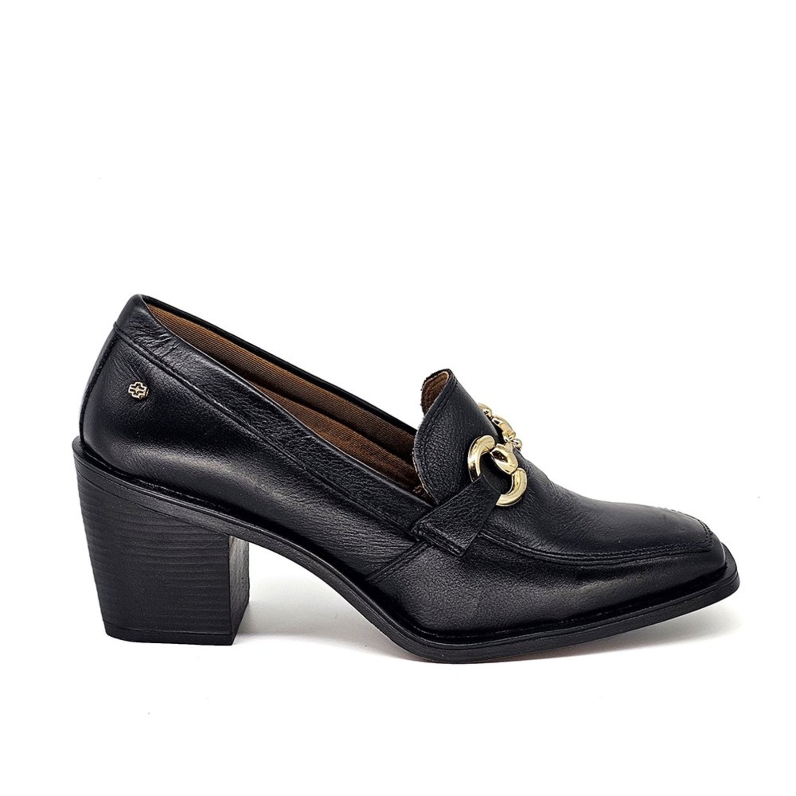 KSS005 SAPATO C/ BRIDÁO KAREN ESSENCE - COURO CFT PRETO LUSTRO.