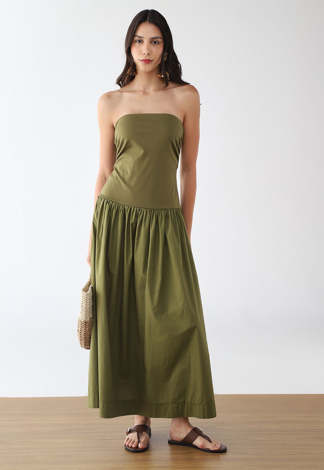 Vestido Longo Feminino FARM Tomara que Caia Verde