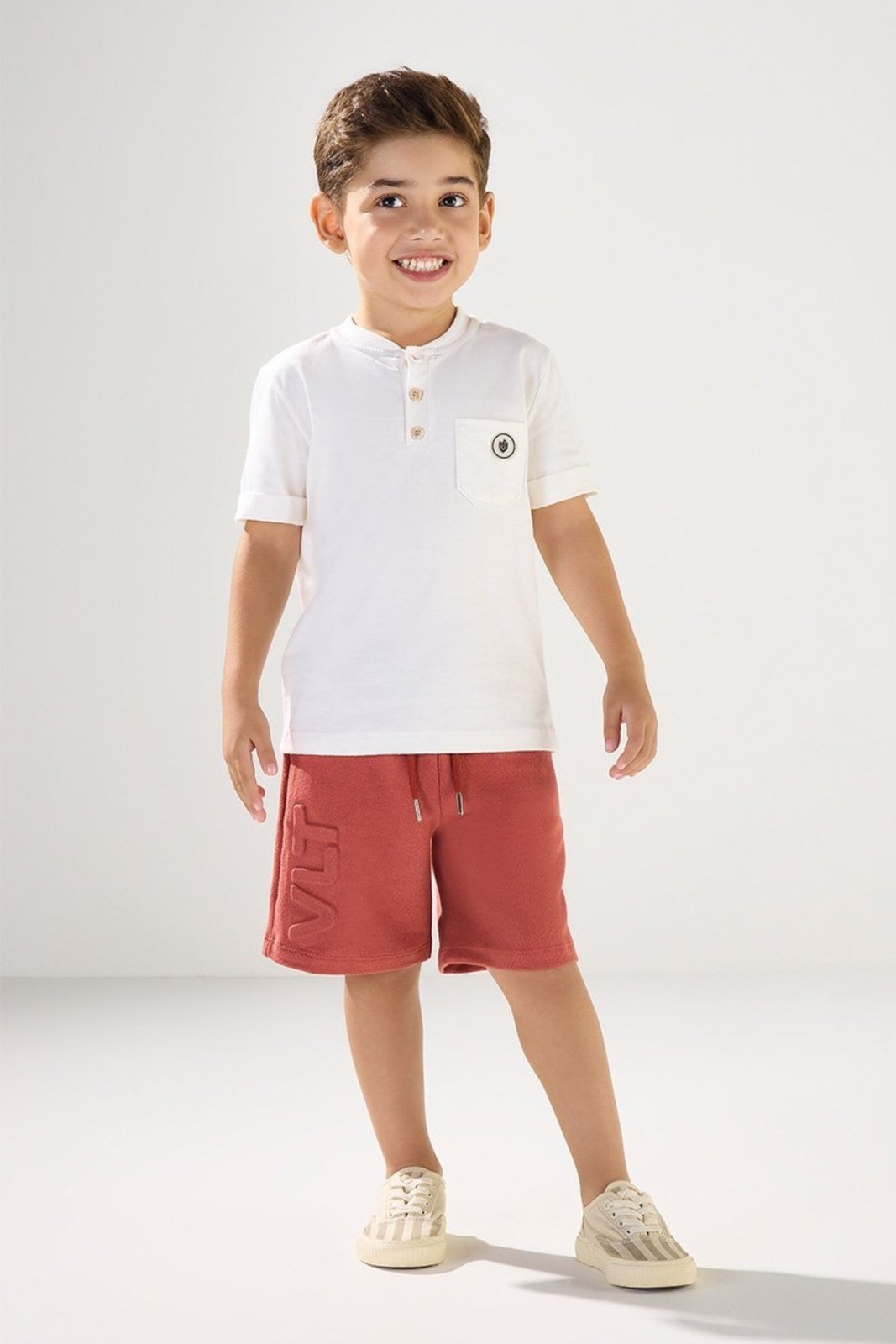 Infantil - Conjunto Camiseta Bata e Bermuda Moletom