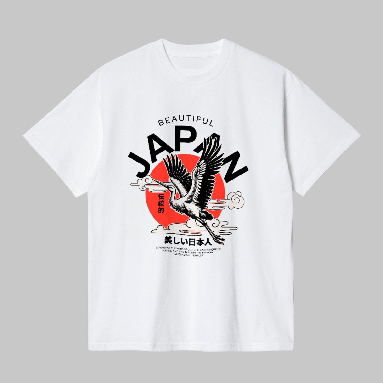 Camiseta Básica Garsa Oriental Japan Beautiful Estilo Japonês Unissex Branco