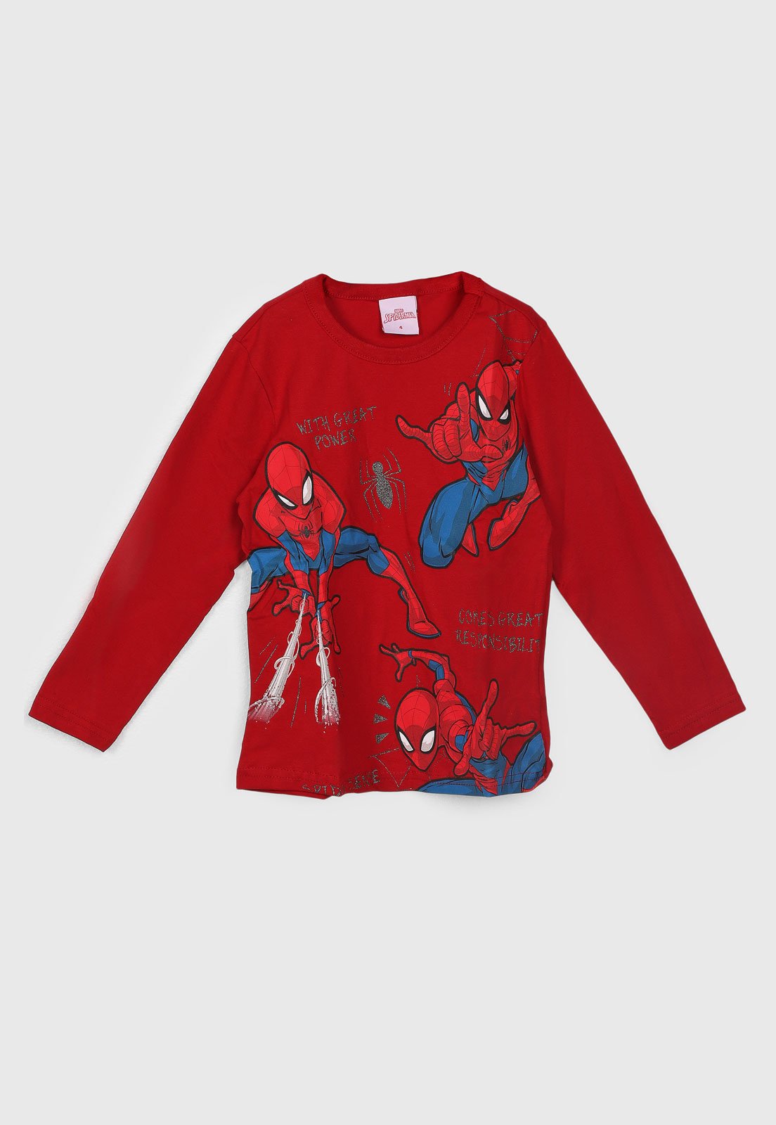 Infantil - Camiseta Brandili Homem Aranha Manga Longa Vermelha