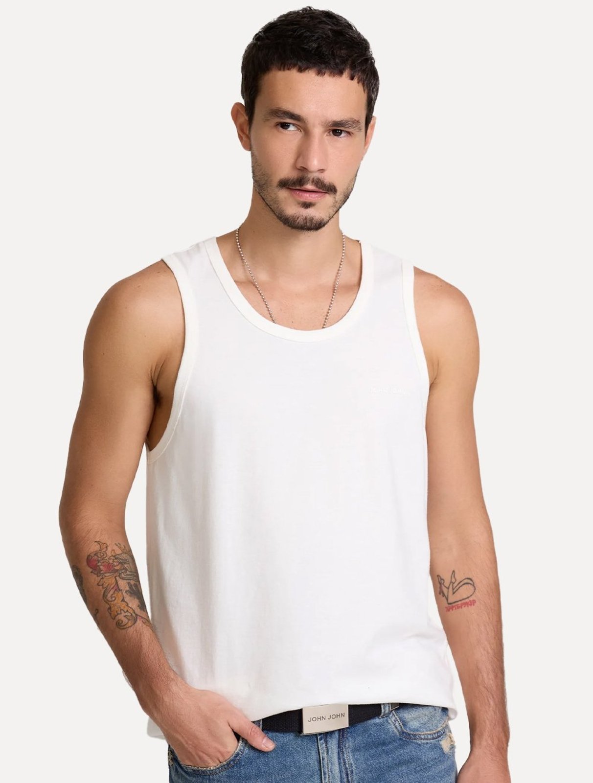 Regata John John Masculina New Regular Fit Rubber Logo Off White