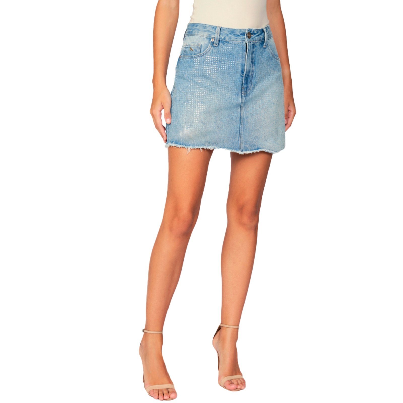 Saia Jeans Acostamento Curta Pr25 Azul Feminino