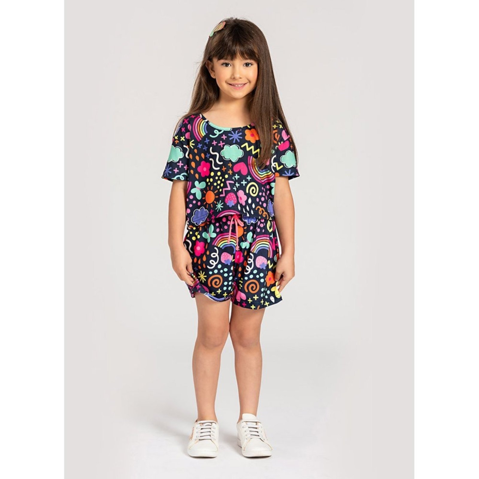 Infantil – Conjunto Curto Cropped e Shorts Coração