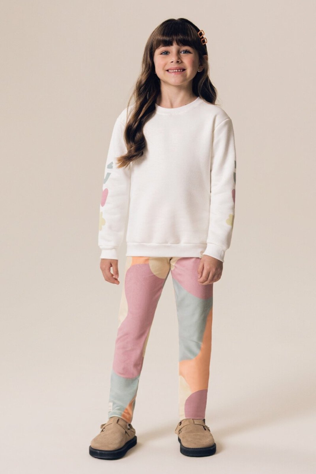 Infantil - Conjunto Menina Bugbee Casaco em Molecotton e Legging Plush Estampada