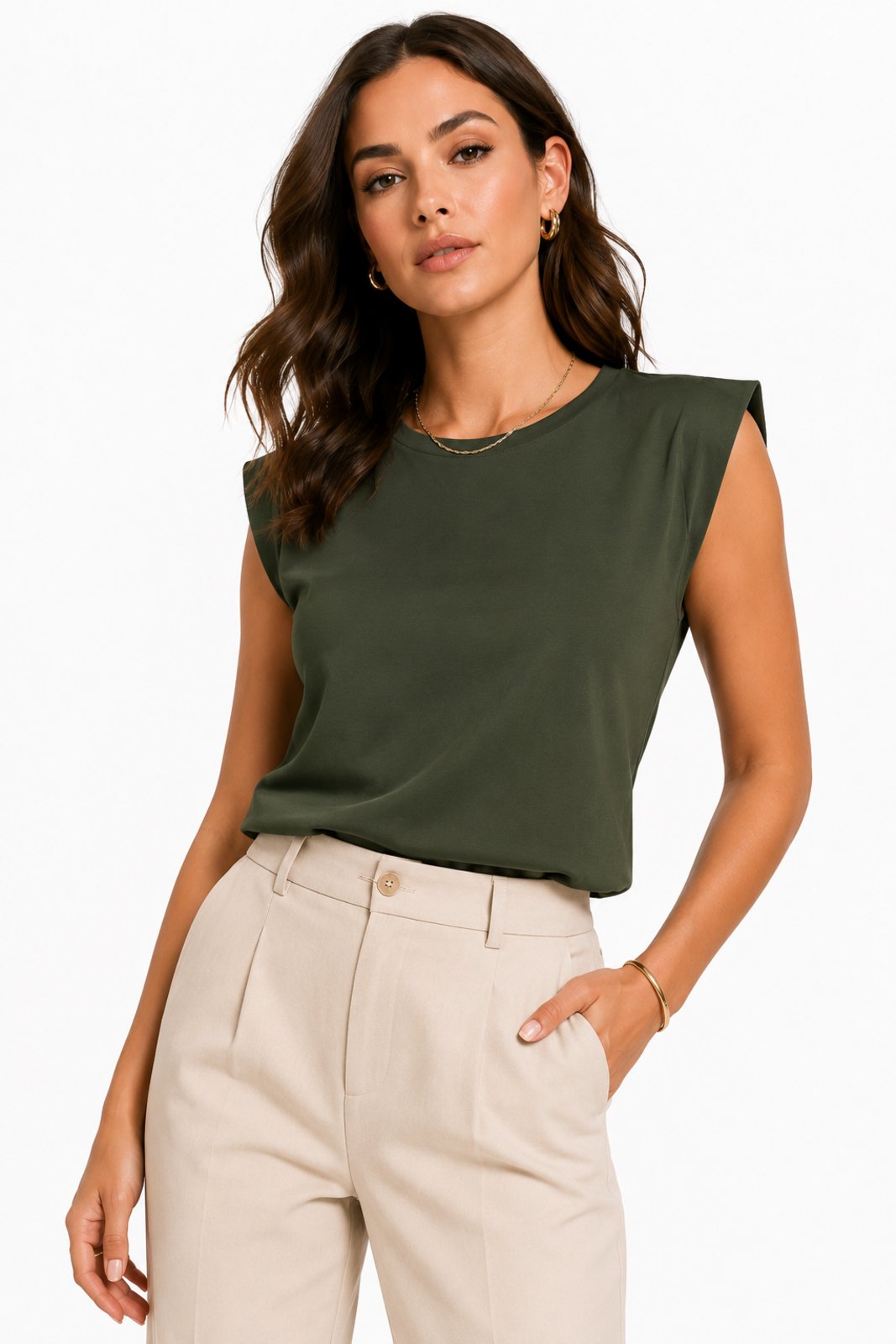 Blusa Feminina D Bell Outlet Fashion Elegante Verde Militar