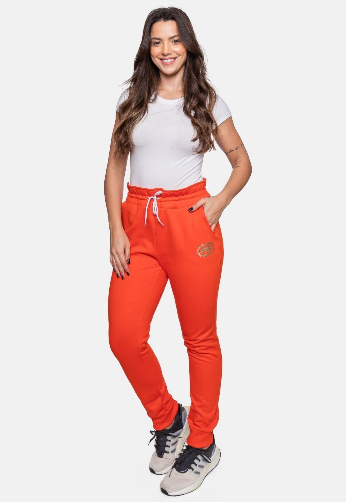 Calça Ecko Moletom Feminino Foil Laranja