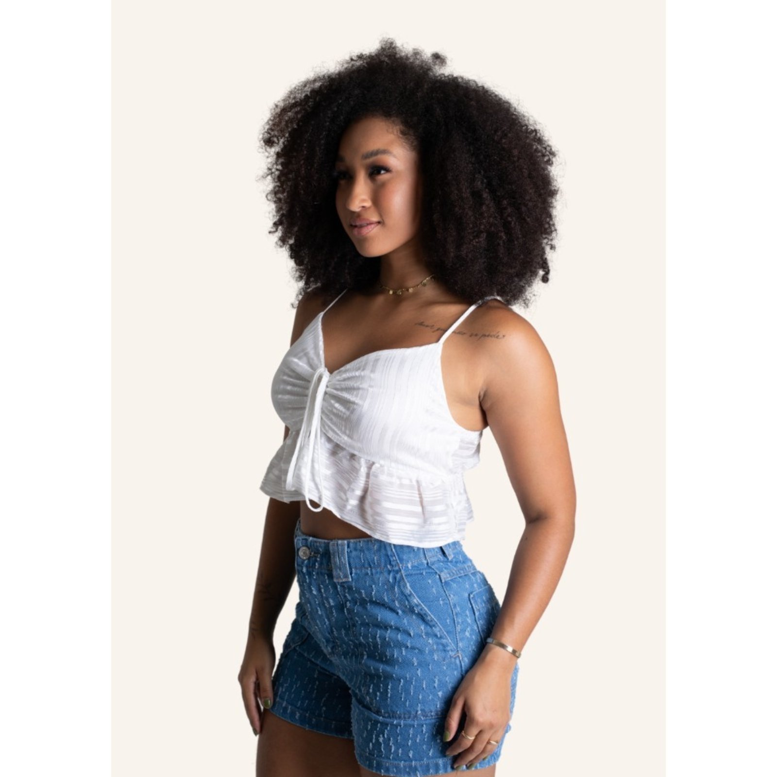 Vista 3 Sawary Fashion Cropped Serena OFF WHITE off-white white Sawary Fashion off-white white