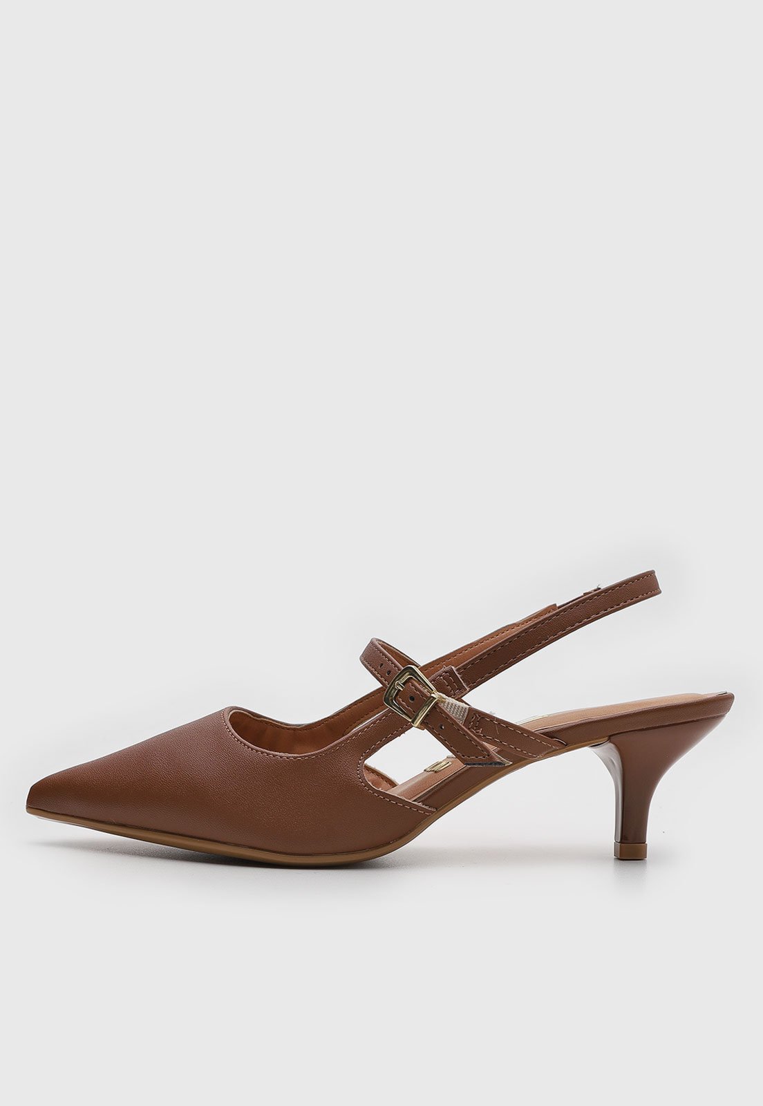 Scarpin Feminino Vizzano Salto Baixo Fivela Marrom