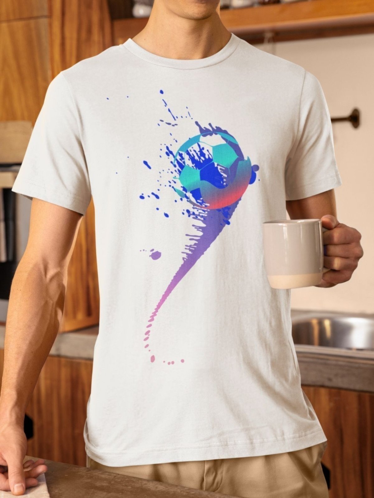 Vista 3 Camiseta Masculina GuGi Futebol Bola No Peito preto Gugi preto