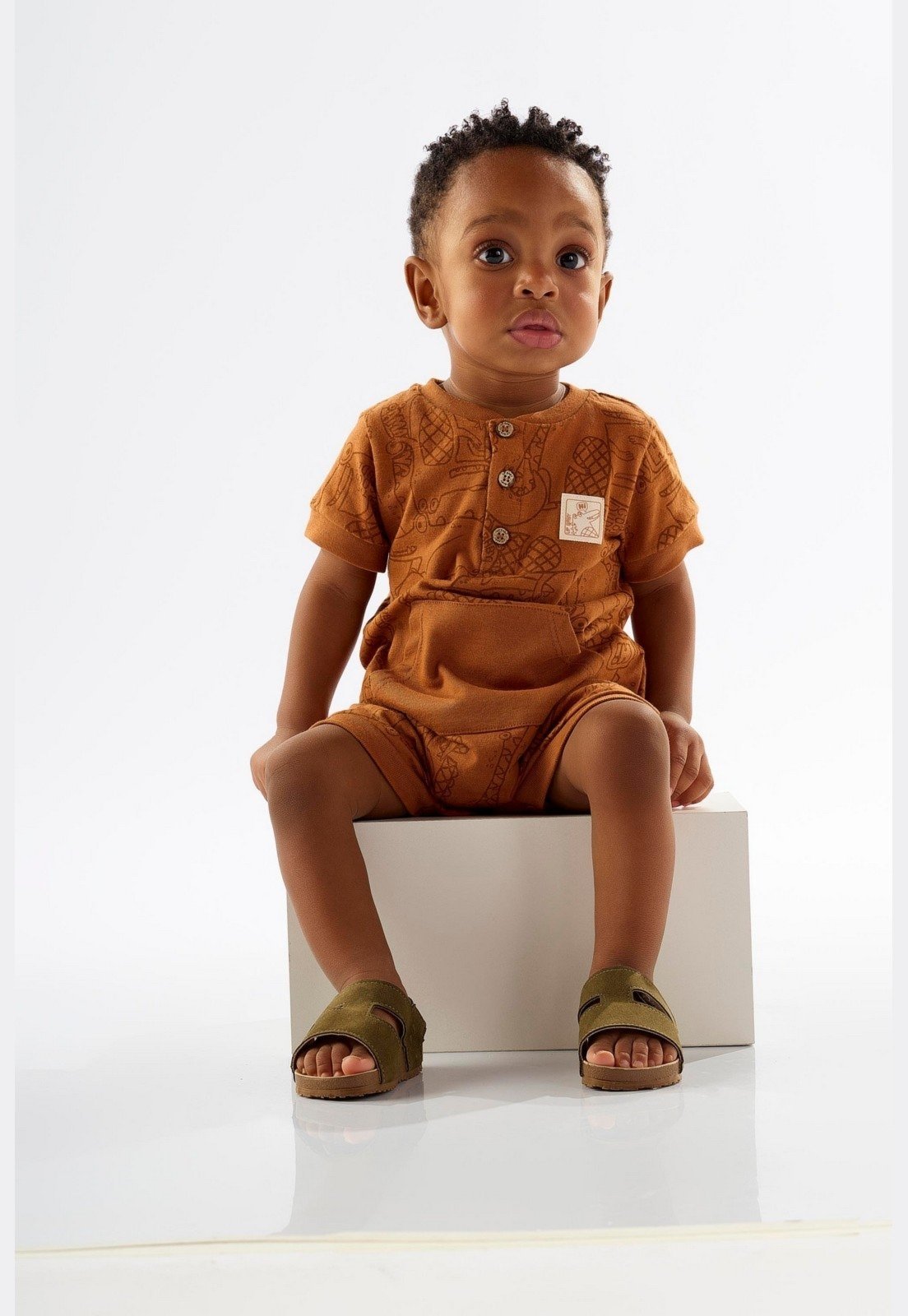 Vista 2 Infantil - Macaquinho para Menino em Malha Flamê Up Baby azul Up Baby azul