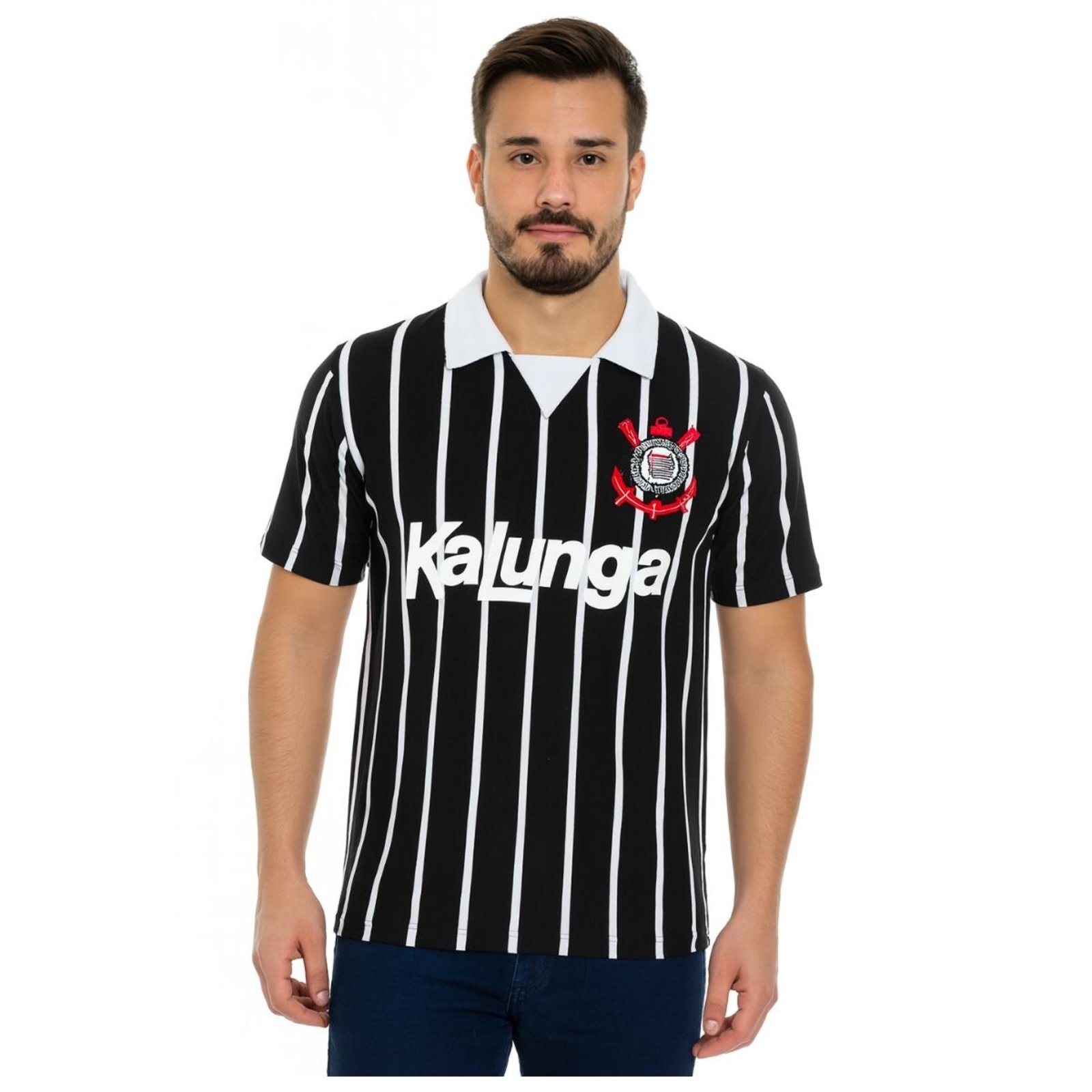 Camisa Corinthians Masculina Oficial Kalunga Retrô Preto