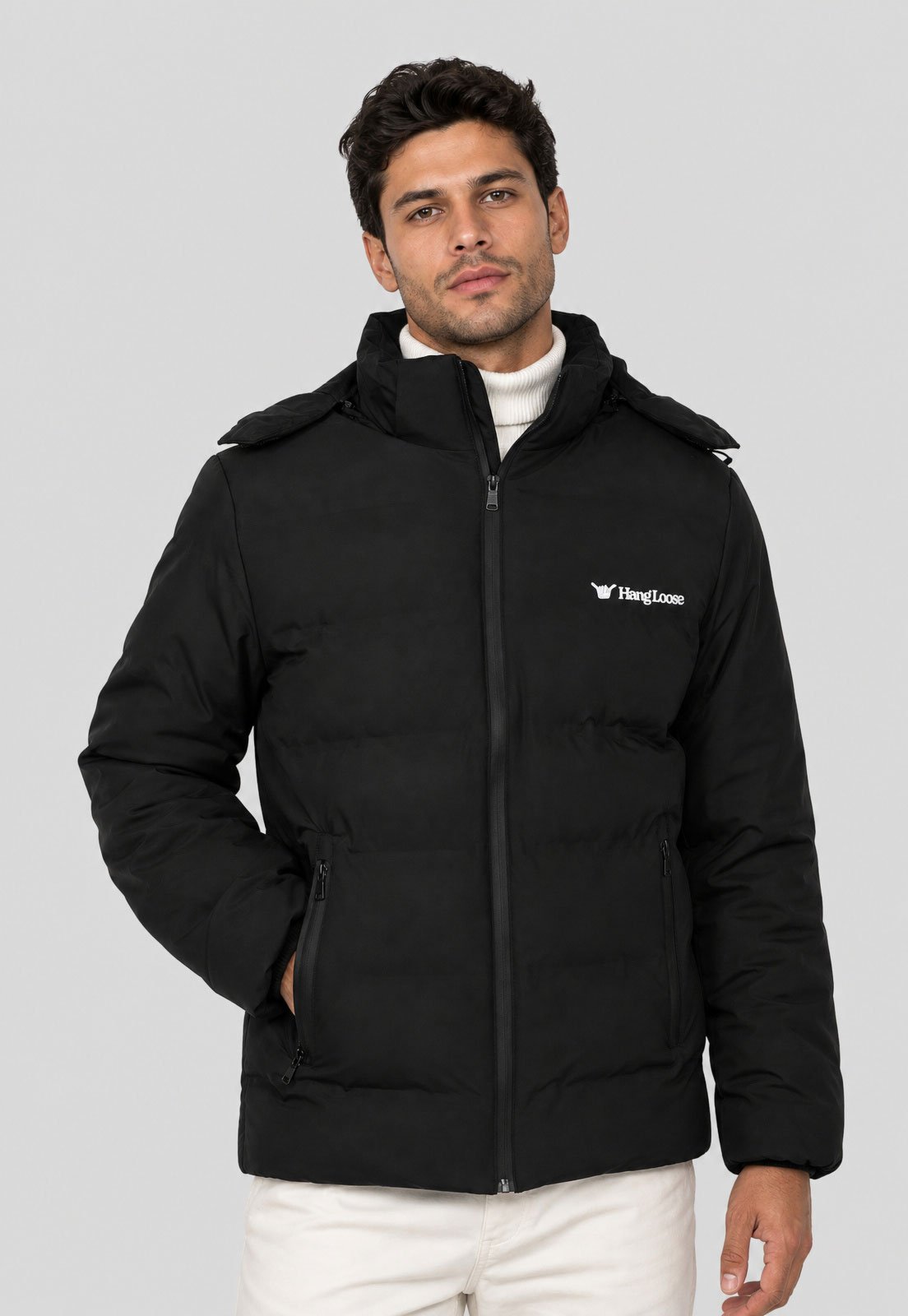 Jaqueta Masculina Hang Loose Acolchoada Preta