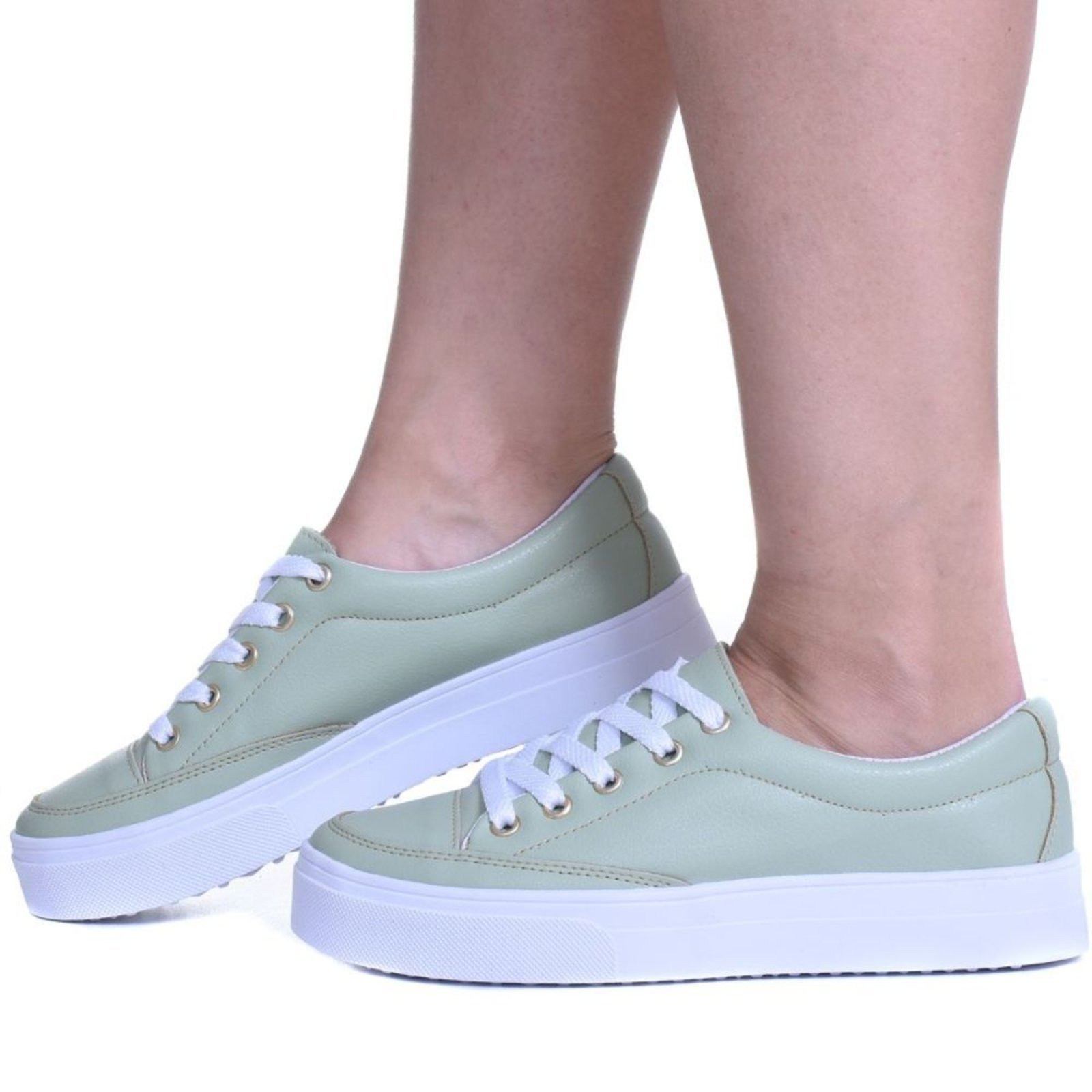 Tênis Feminino Casual Flatform Verde Claro