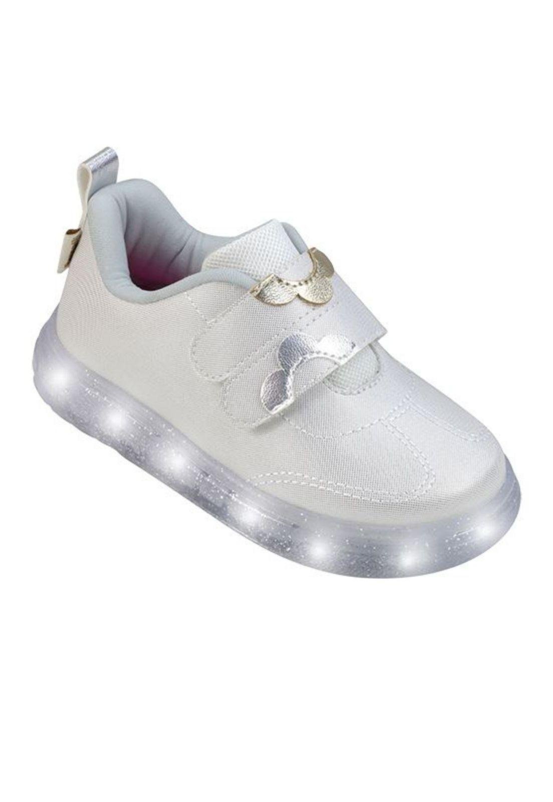 Vista 2 Infantil - Tênis Led Menina Pampili 23 Off-white PKT off-white white PKT off-white white