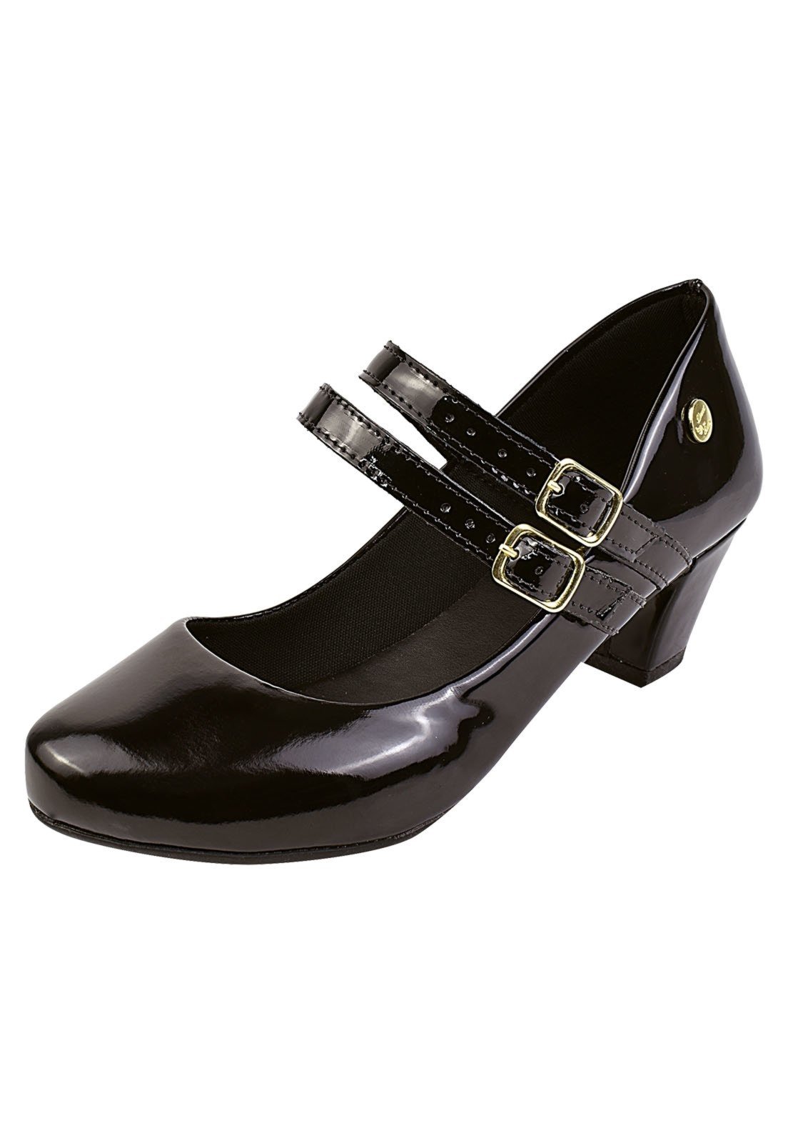 Scarpin Donna Santa Bico Redondo Boneca Duas Tiras Preto