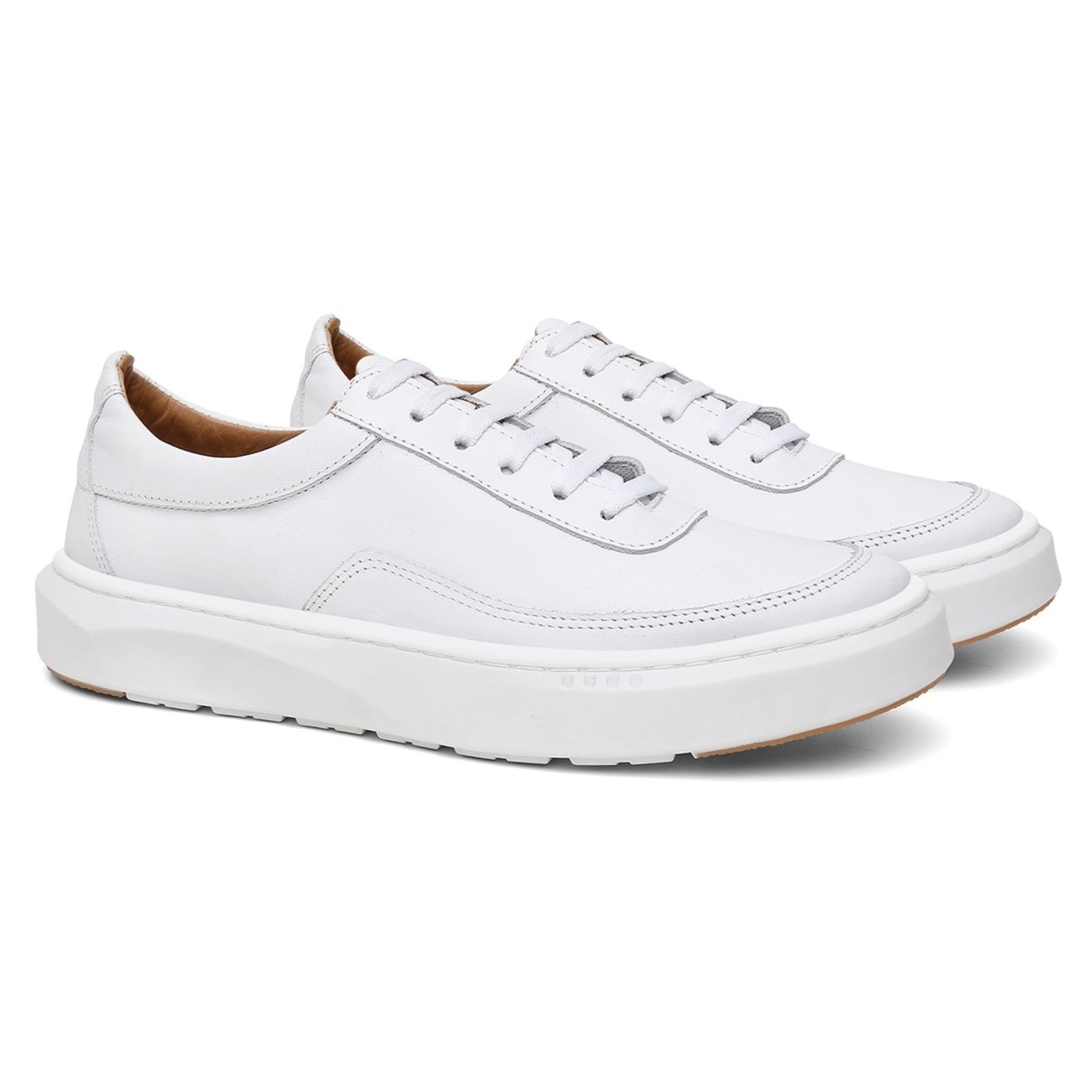 Tênis Masculino de Couro Casual Branco