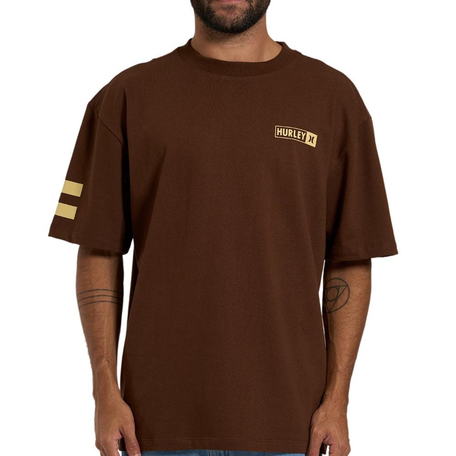 Camiseta Hurley Block Party Maxfit WT26 Masculina Marrom
