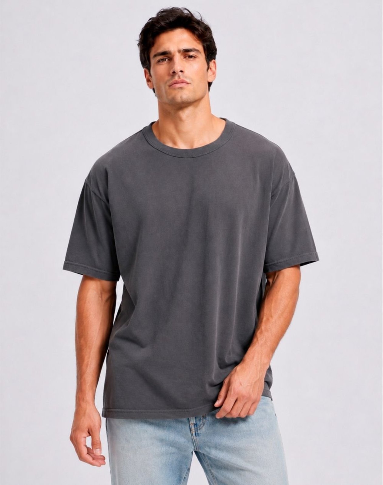 Camiseta Masculina Oversize 80099 Cinza Chumbo 206oz