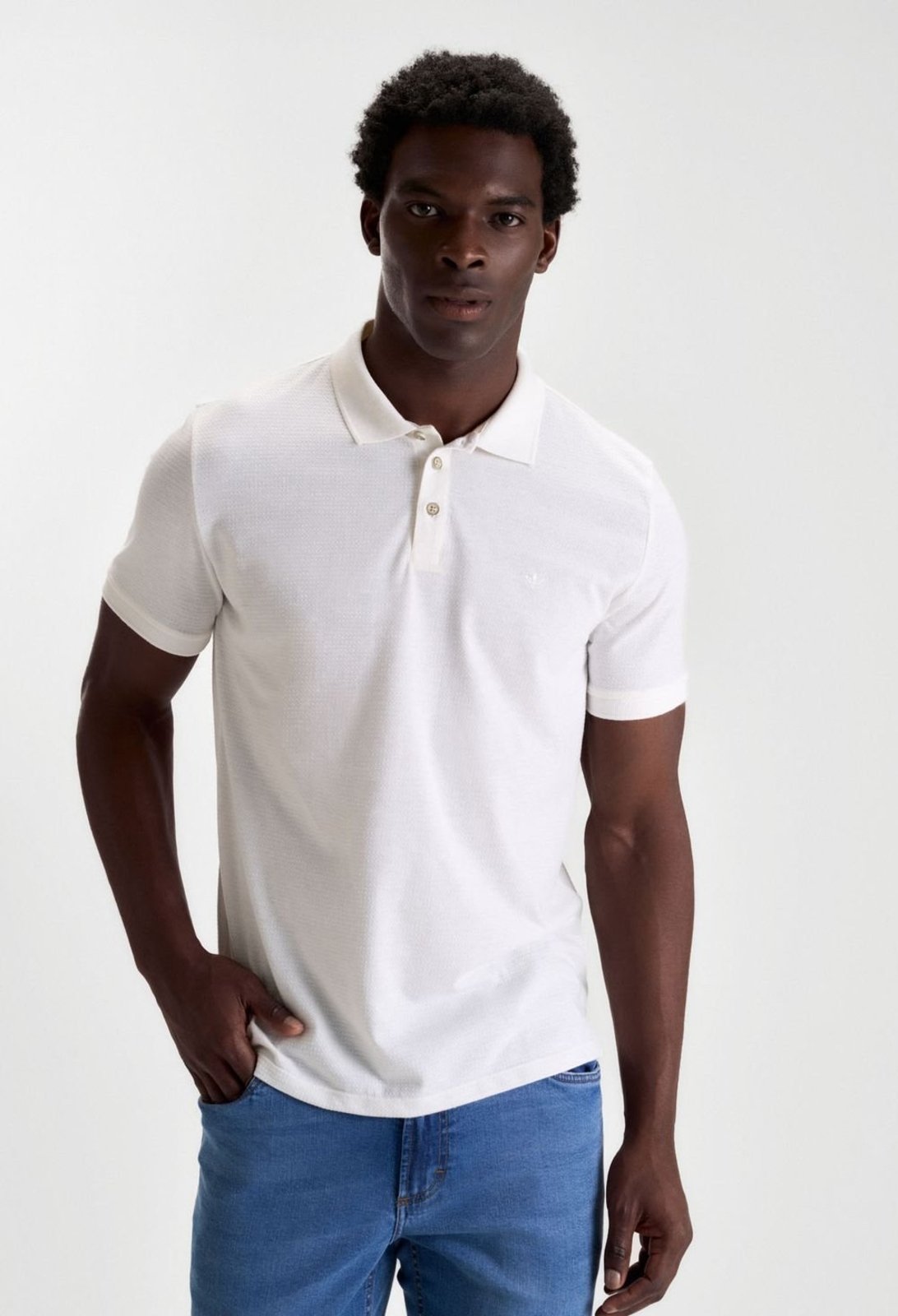 POLO DOCTHOS SLIM MANGA CURTA MAQUINETADA Polo Manga Curta Docthos Slim Maquinetada 115 Off White P