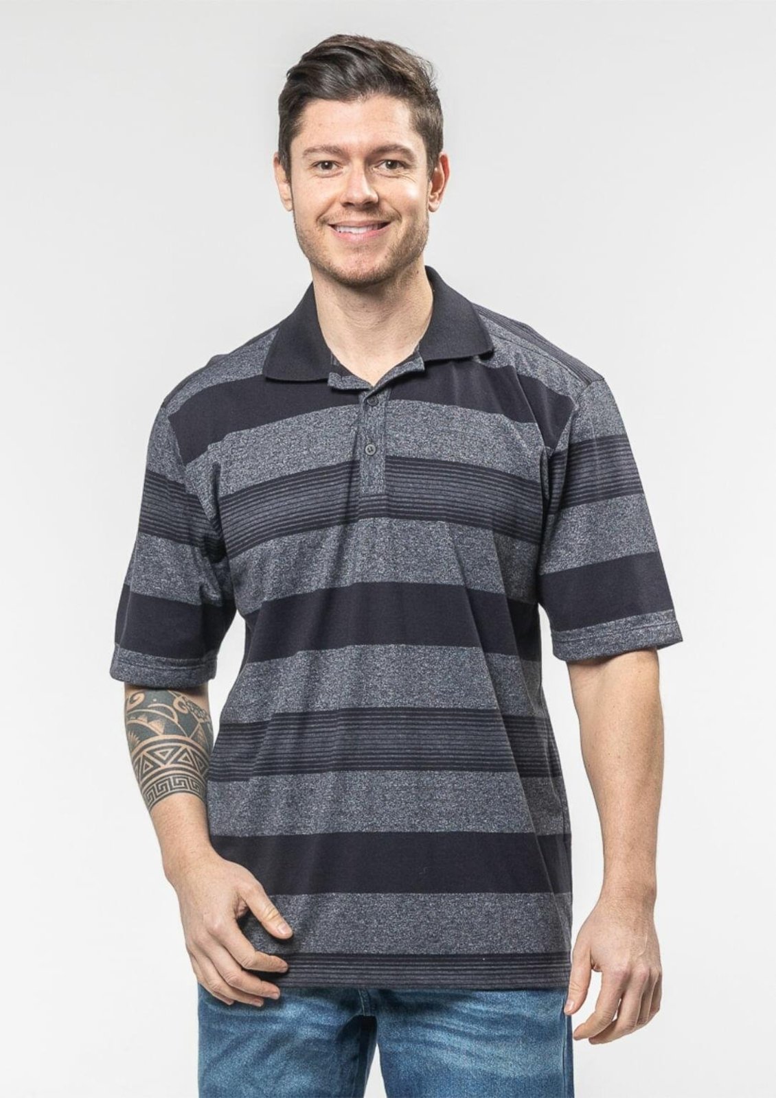 Camisa Polo Listrada | Pau a Pique Preto