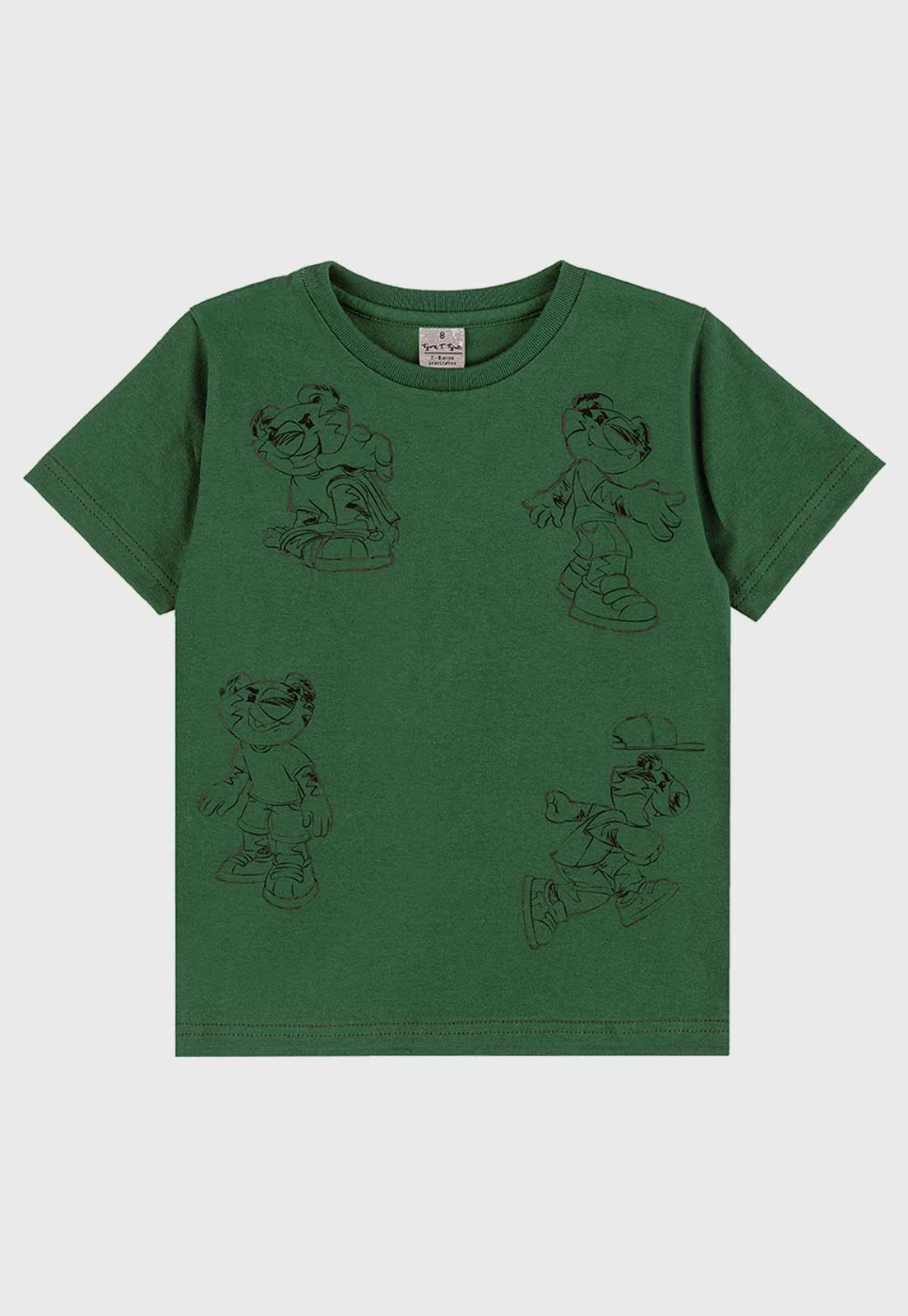 Infantil - Camiseta Tigor T Tigre Estampa Personagem Verde