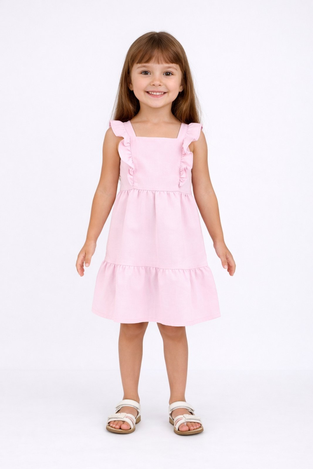 Infantil - Vestido D Bell Outlet Fashion Alça Babado Rosa