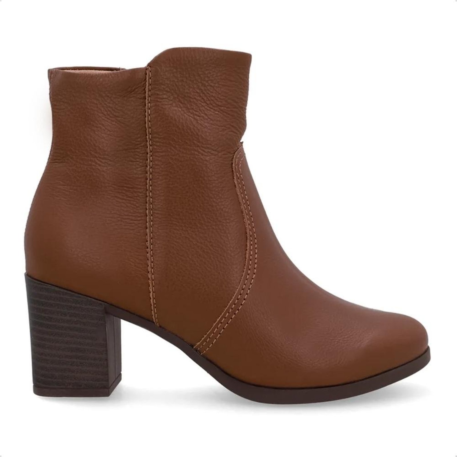 Bota Usaflex Feminina Em Couro Zíper AP05003 Marrom