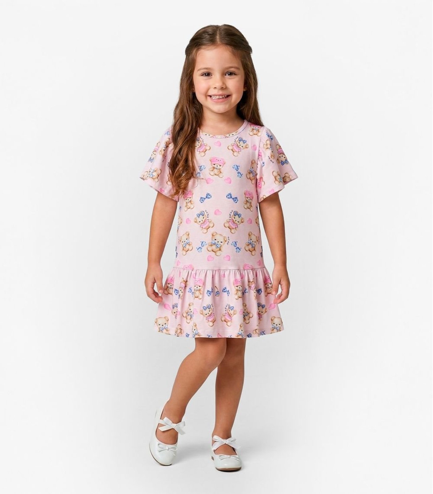 Infantil - Vestido em Cotton Leve Trick Nick Rosa