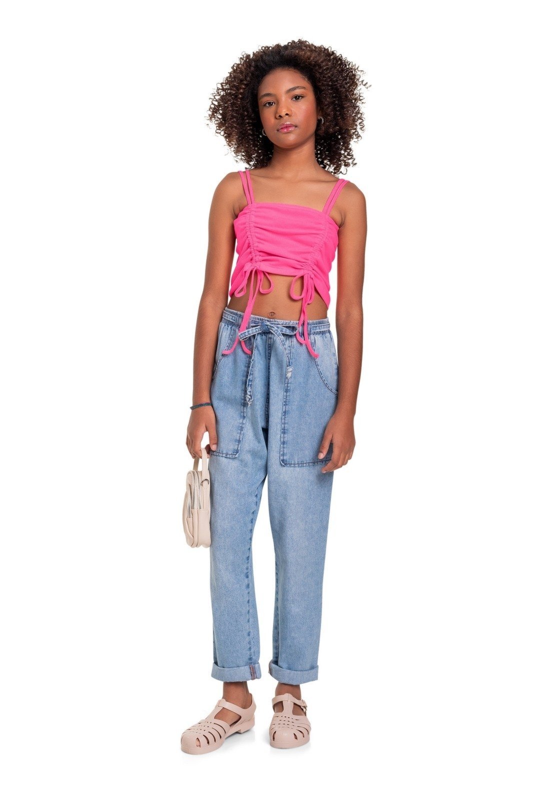 Infantil – Top de Alcinha em Ribana Juvenil Gloss Rosa