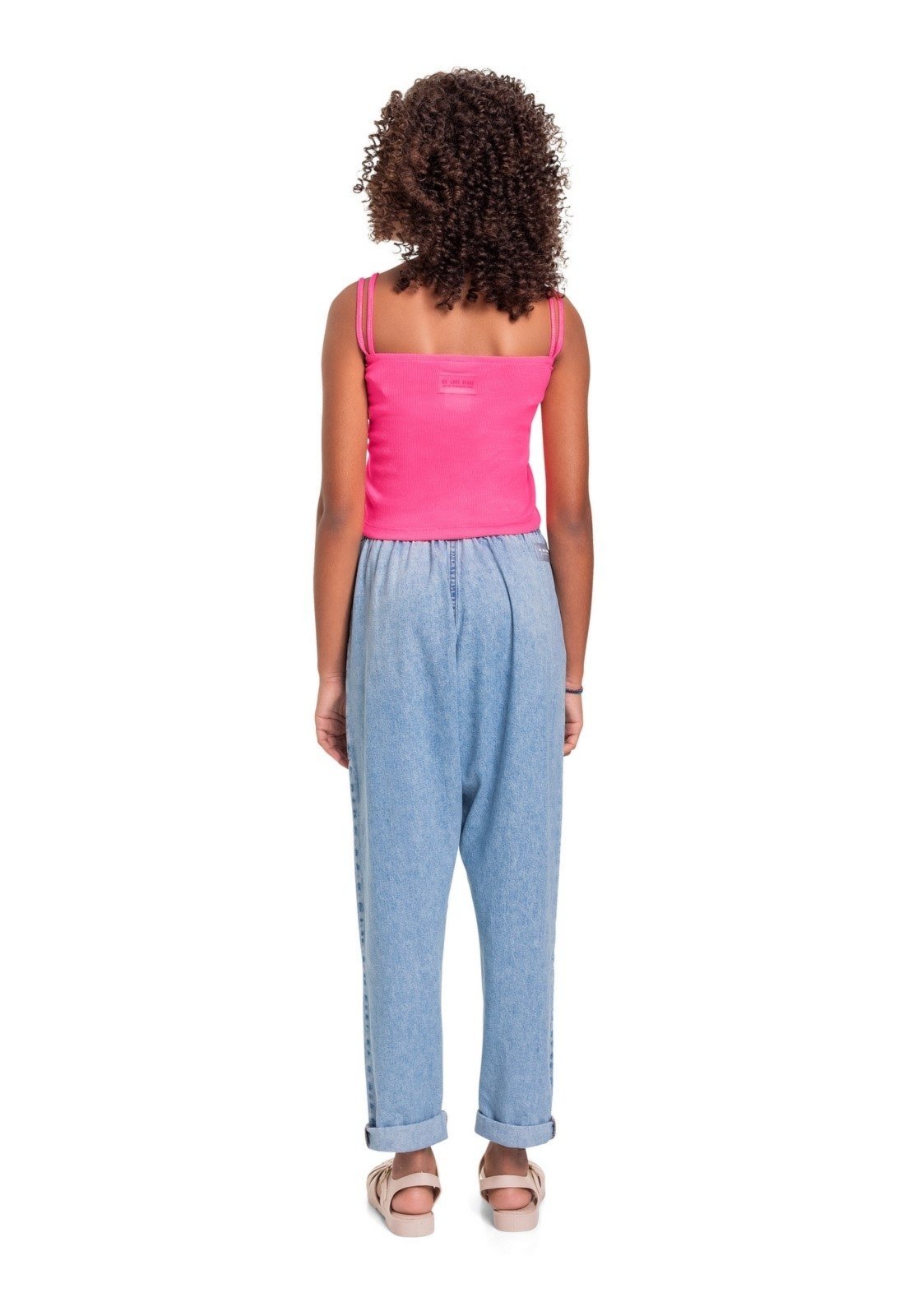 Vista 3 Infantil - Top de Alcinha em Ribana Juvenil Gloss preto Gloss preto