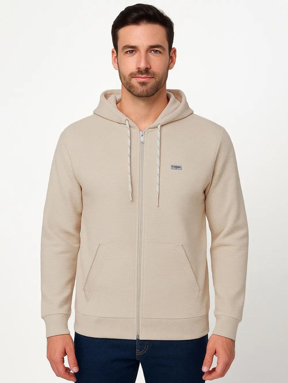 Jaqueta Moletinho com Capuz Masculina AREIA